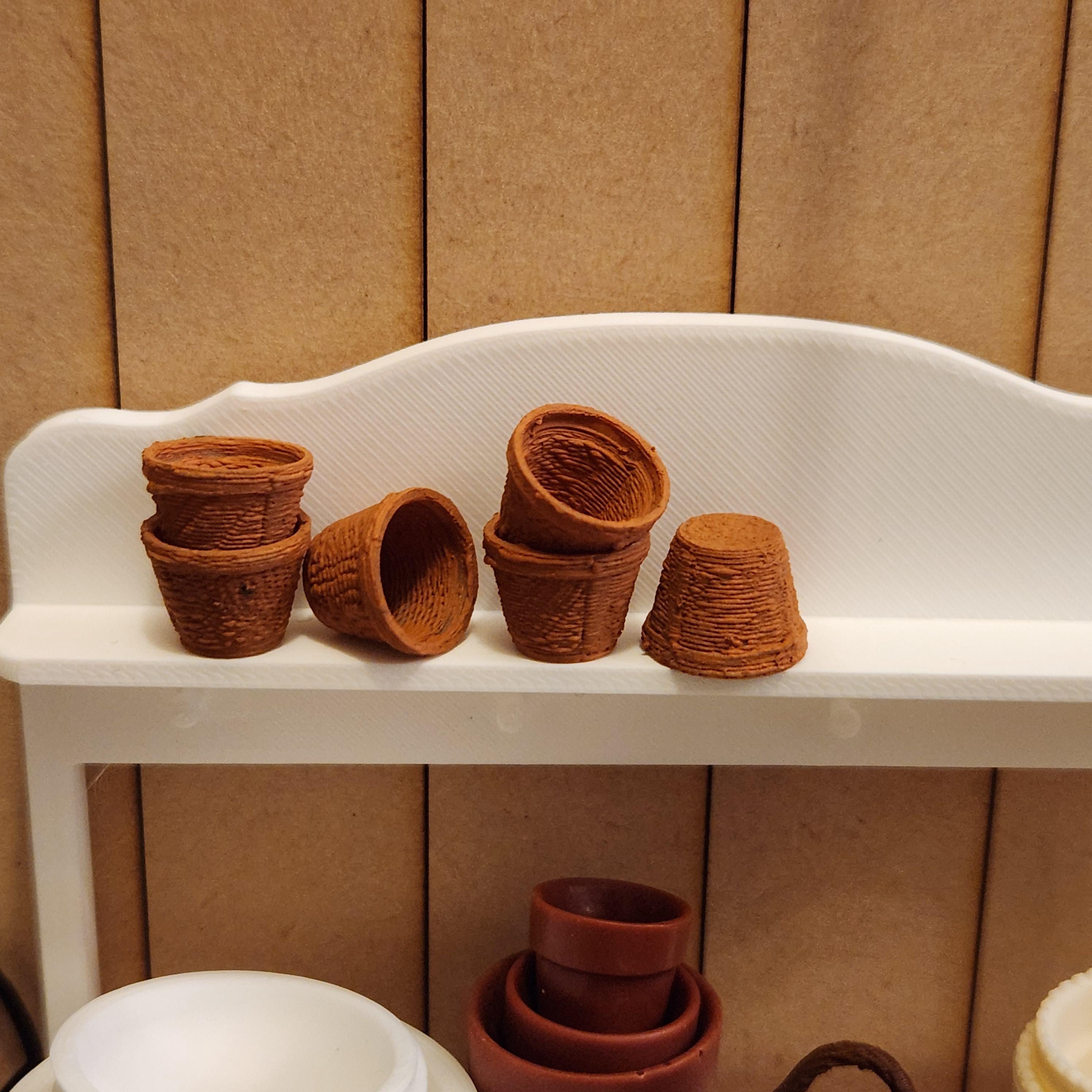 6-Piece Tiny Terracotta Set | 1:12 Scale Miniature Flower Pots