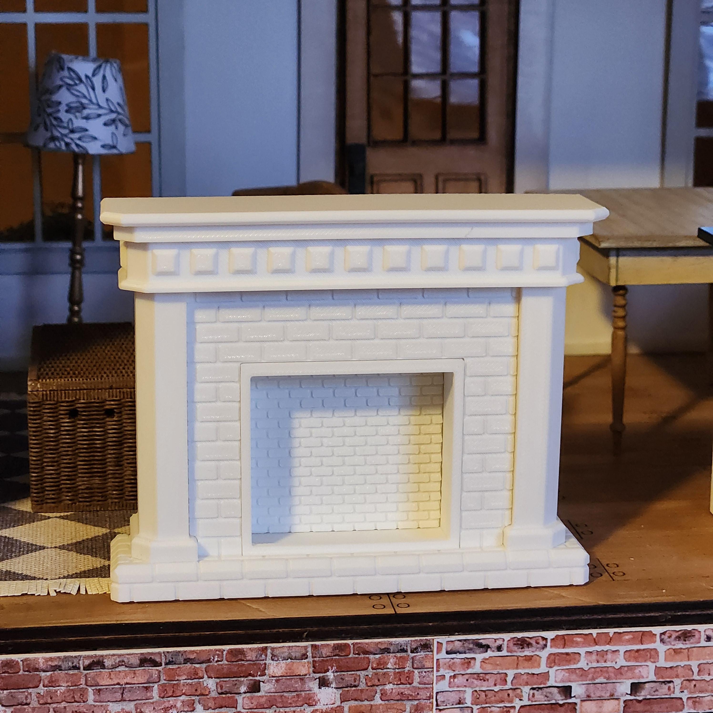 Miniature Modern Fireplace | 1:12 Scale Dollhouse Mantel Kit