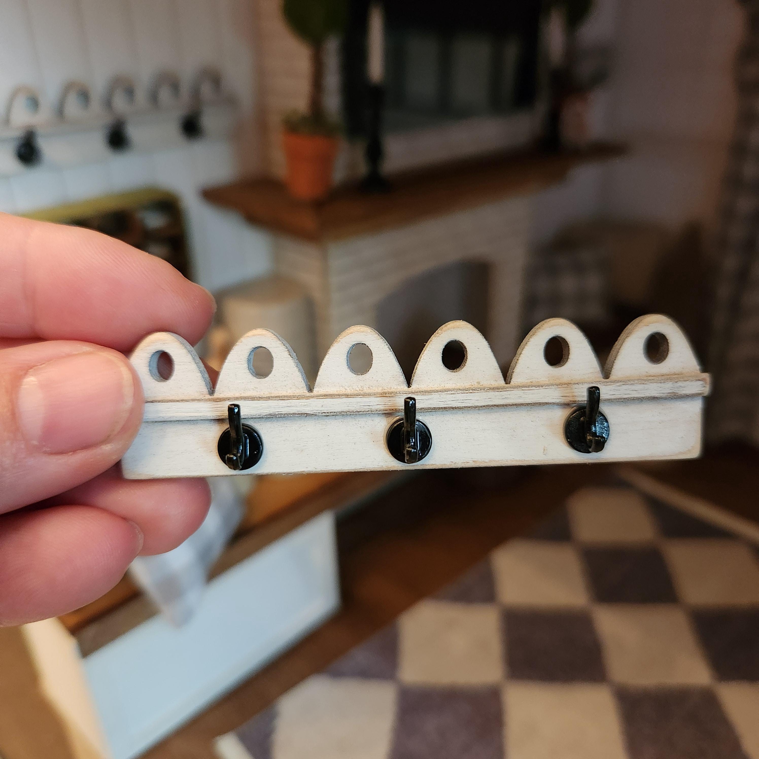 Dollhouse Miniatures, VINTAGE PEG RACK, home decor, miniature wall decor, dollhouse accents, 1:12 scale, wall decor