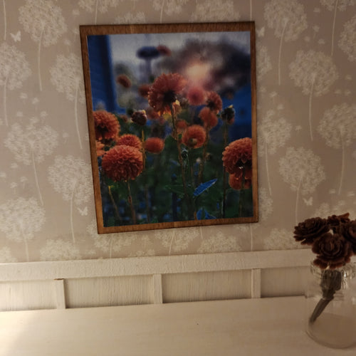 1:12 Scale Miniature "Dahlia" Wood Sign – Vertical Botanical Art