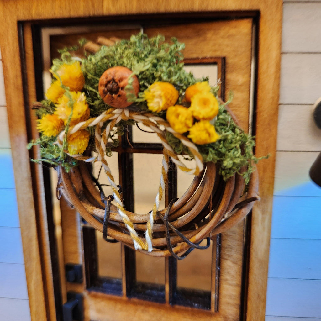 1:12 Scale Miniature Fall Wreath – Handmade Autumn Porch Decor