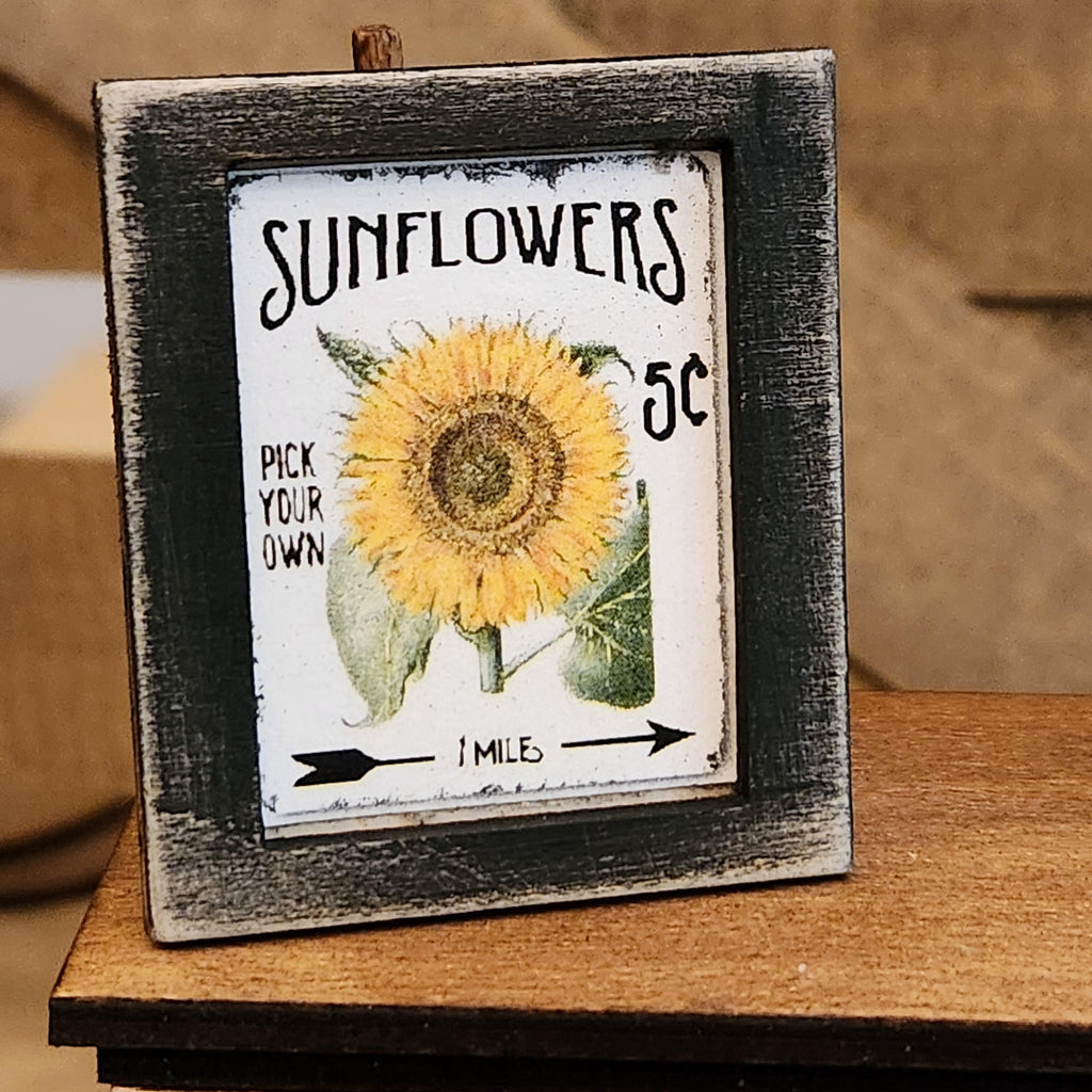 Dollhouse Miniatures Sunflower Sign, 1:12 Scale, Farmhouse Decor