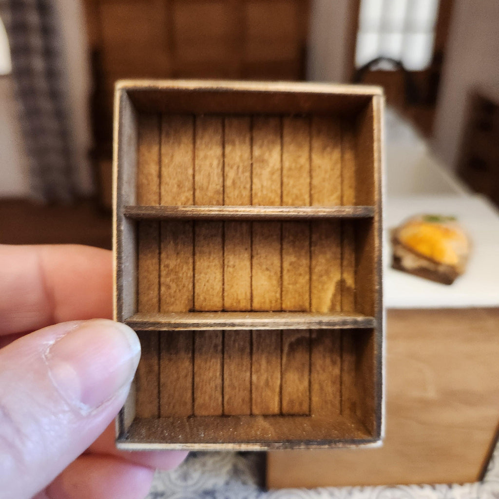 1:12 Scale Miniature Vintage Display Shelf – Shiplap Farmhouse Cubby