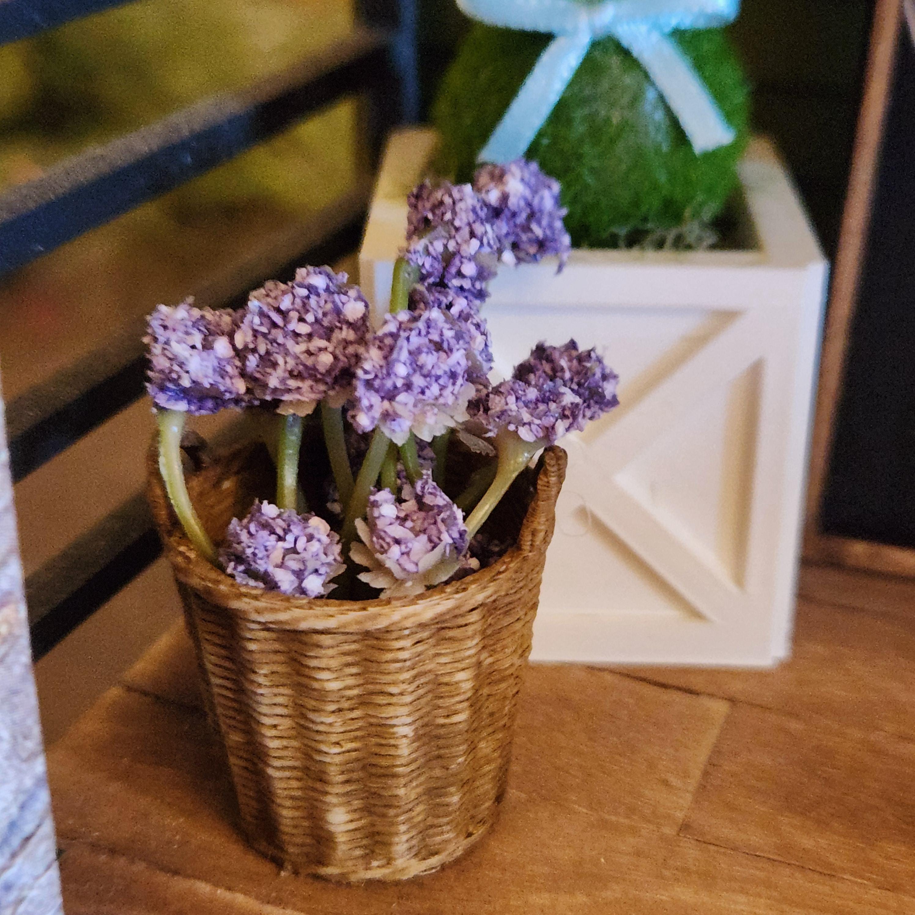 Dollhouse Miniature Potted Flowers | Basket of Flowers, Spring Accent