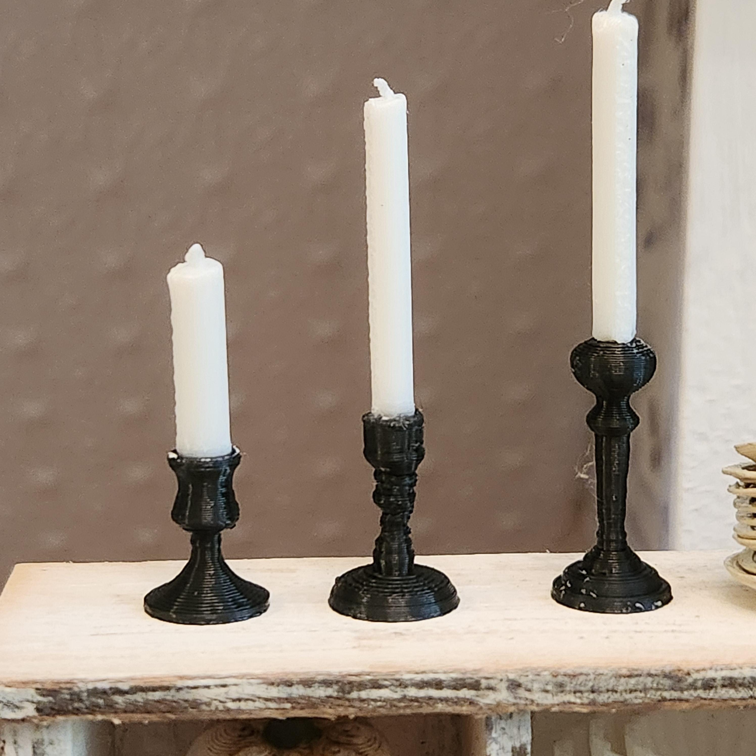 1:12 Scale Miniature Candlesticks – Modern & Traditional Finishes