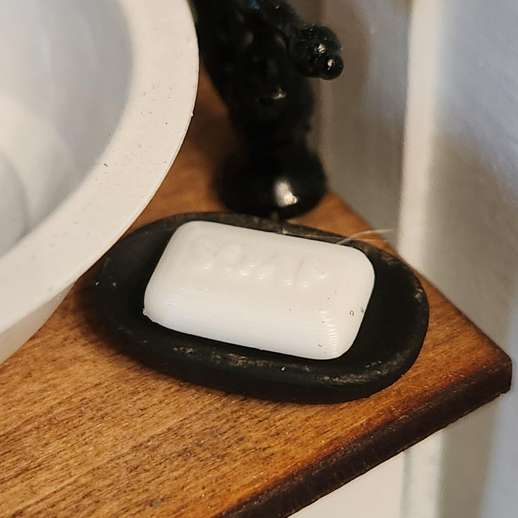 1:12 Scale Miniature Soap Dish & Bar – Modern Bathroom Accessories