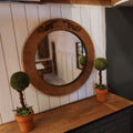 1:12 Scale Miniature Rustic Stained Mirror – Engraved Scroll Wall Decor