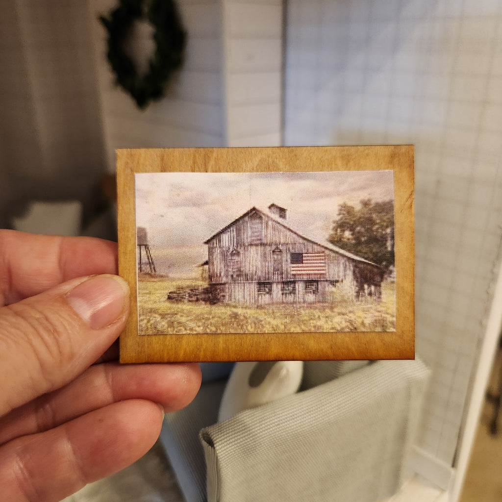 1:12 Scale Miniature "Patriotic Barn" Wood Sign – Americana Farmhouse Decor