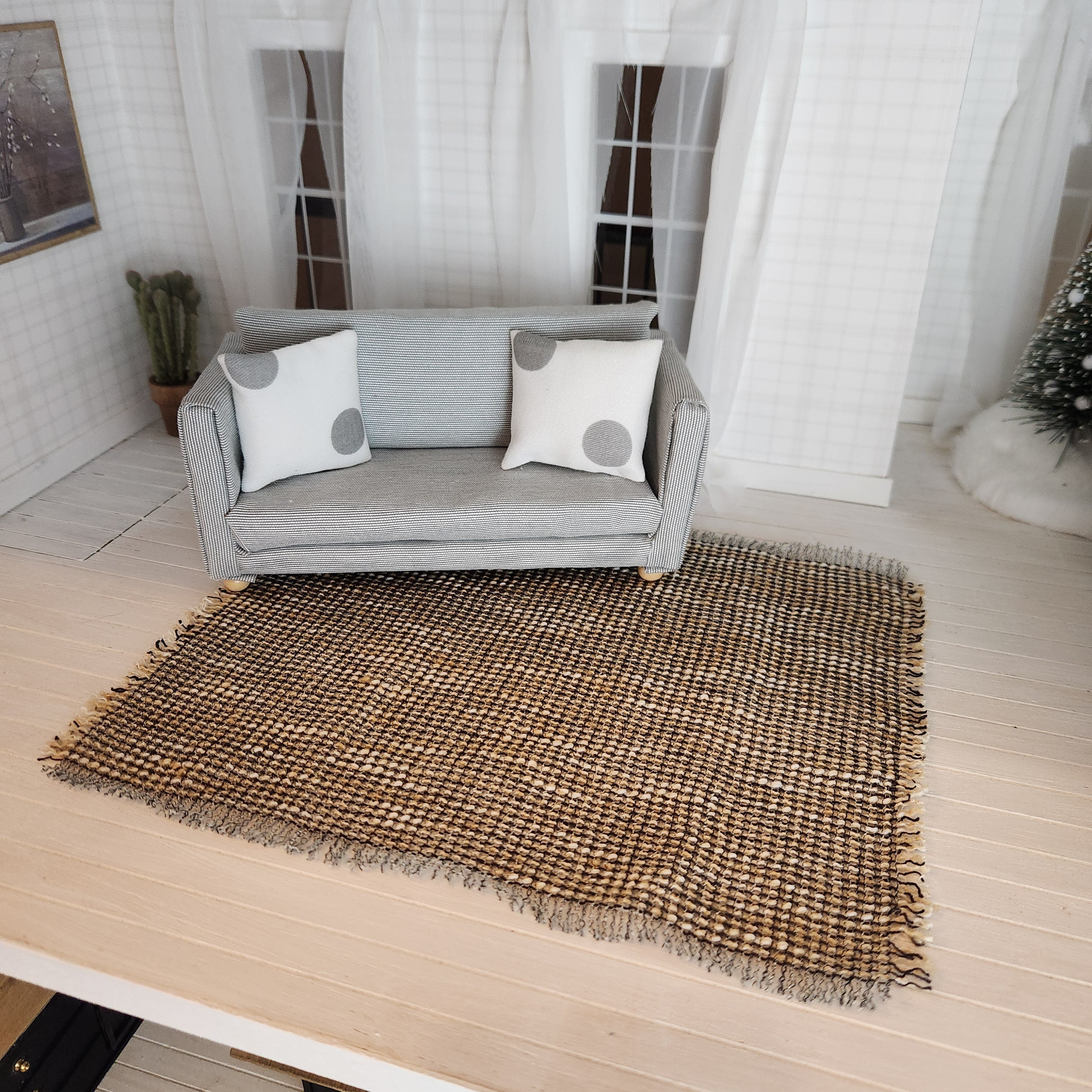 Dollhouse Miniature Area Rug, Farmhouse Decor, 1:12 Scale