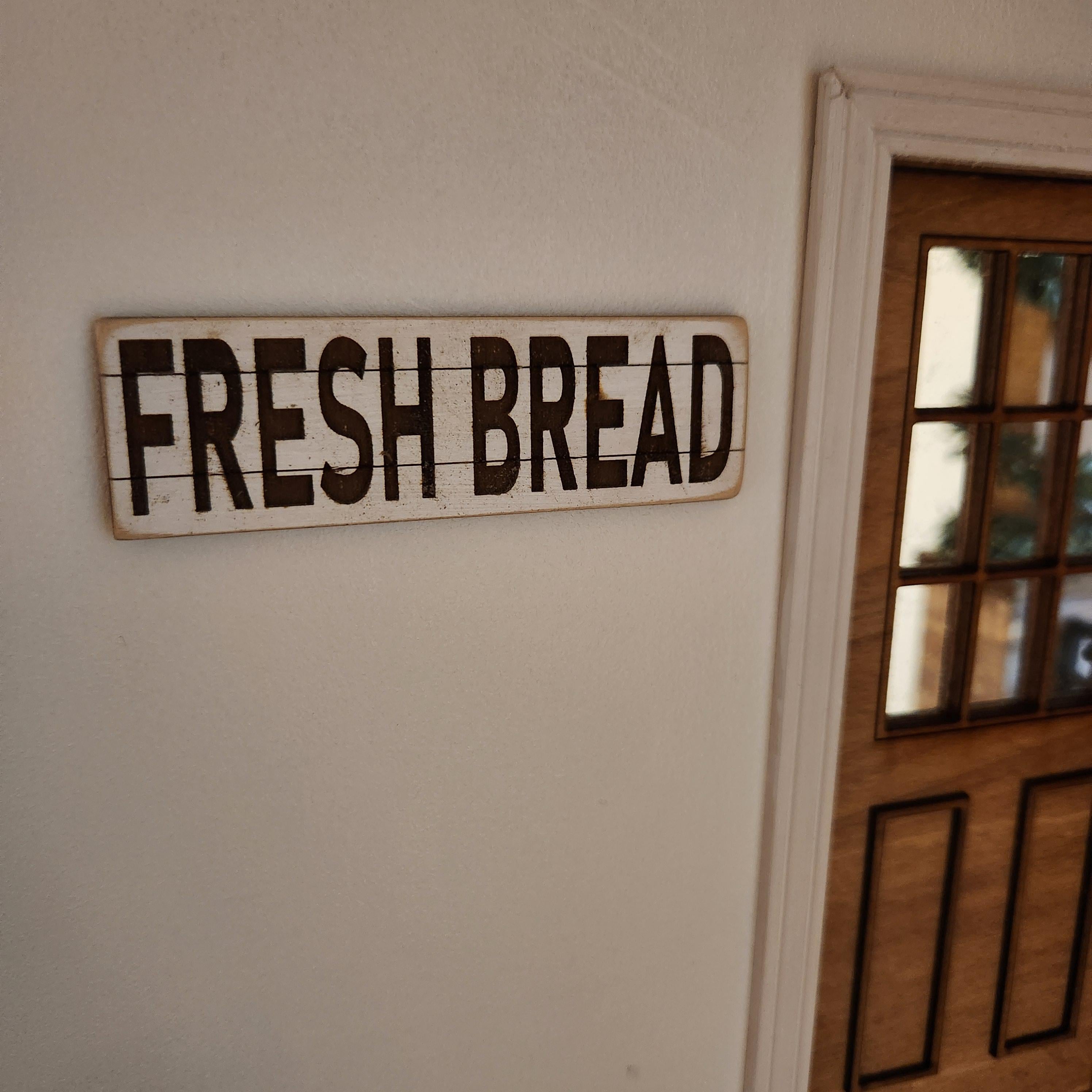 1:12 Scale Miniature "FRESH BREAD" Wood Sign – Engraved Bakery Decor