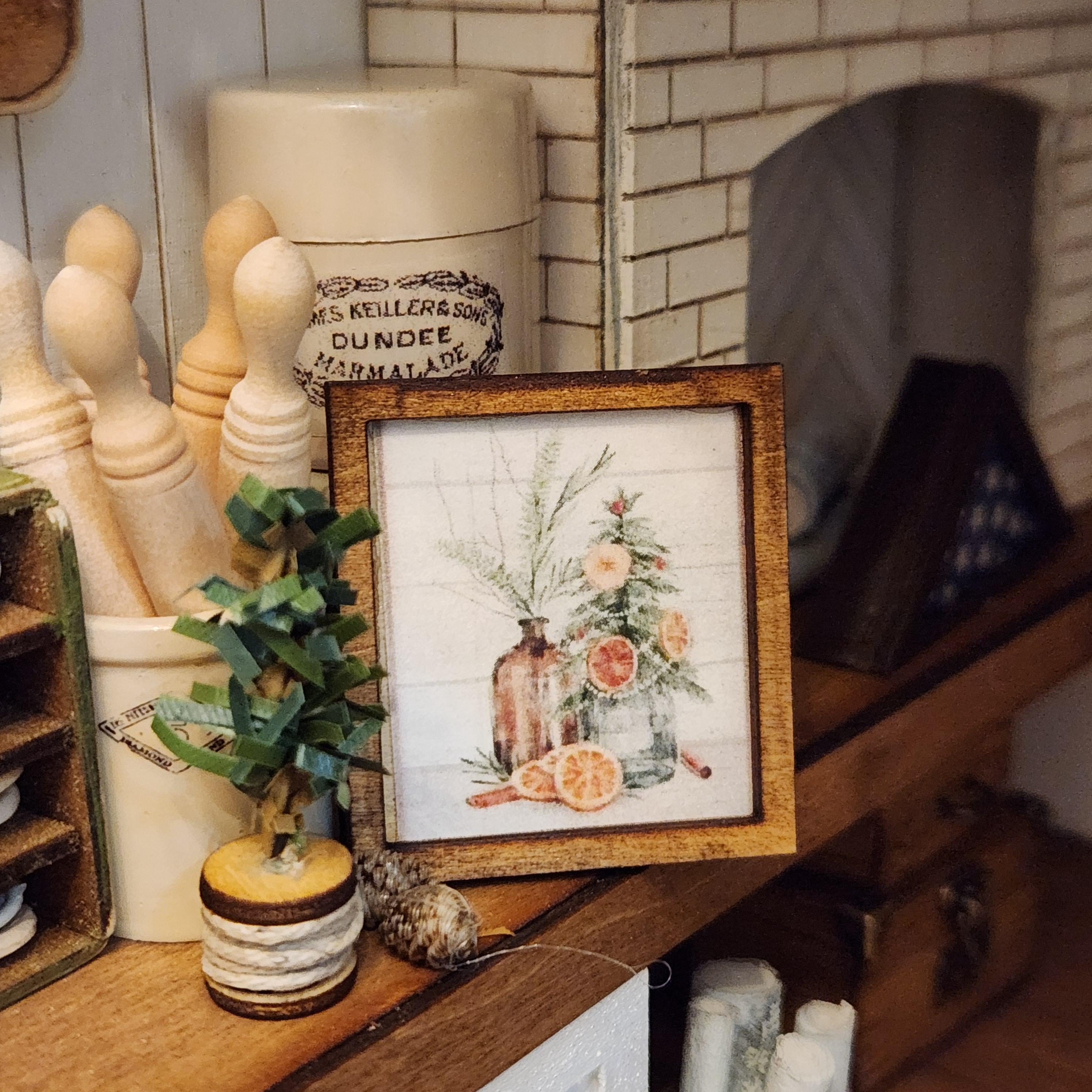 1:12 Scale Miniature "Orange & Evergreen" Primitive Sign – Holiday Art