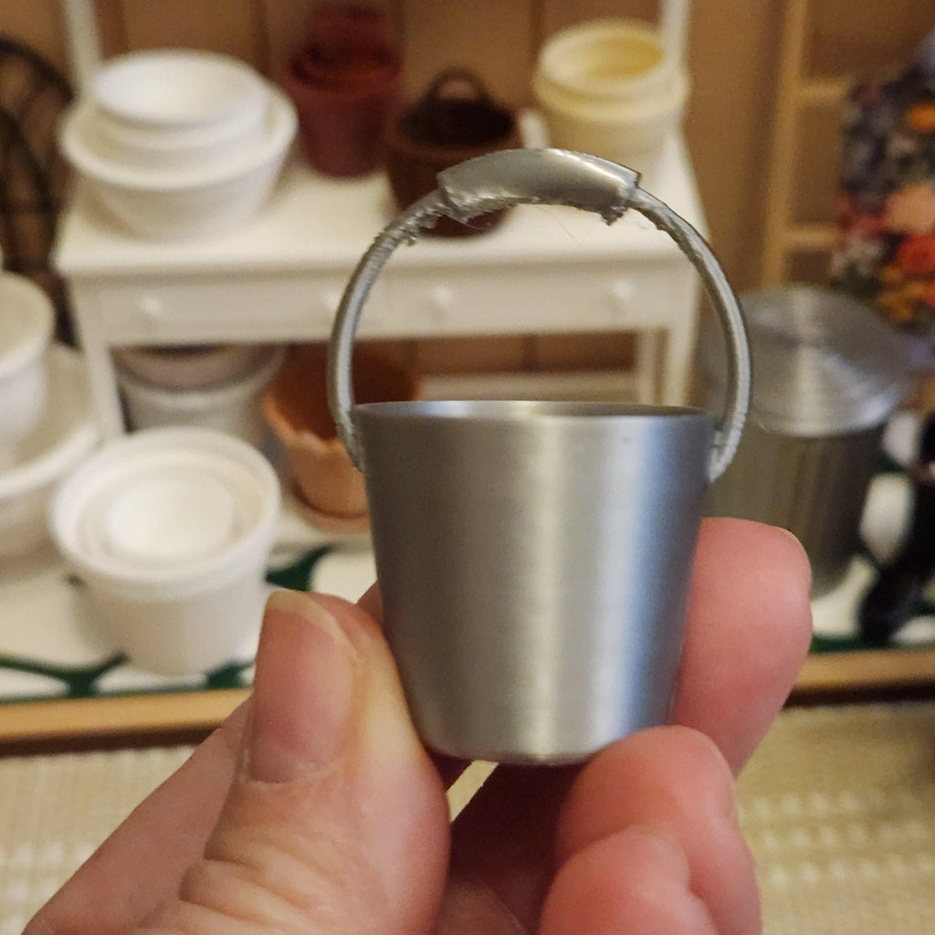 1:12 Scale Miniature Galvanized Spring Flower Pail