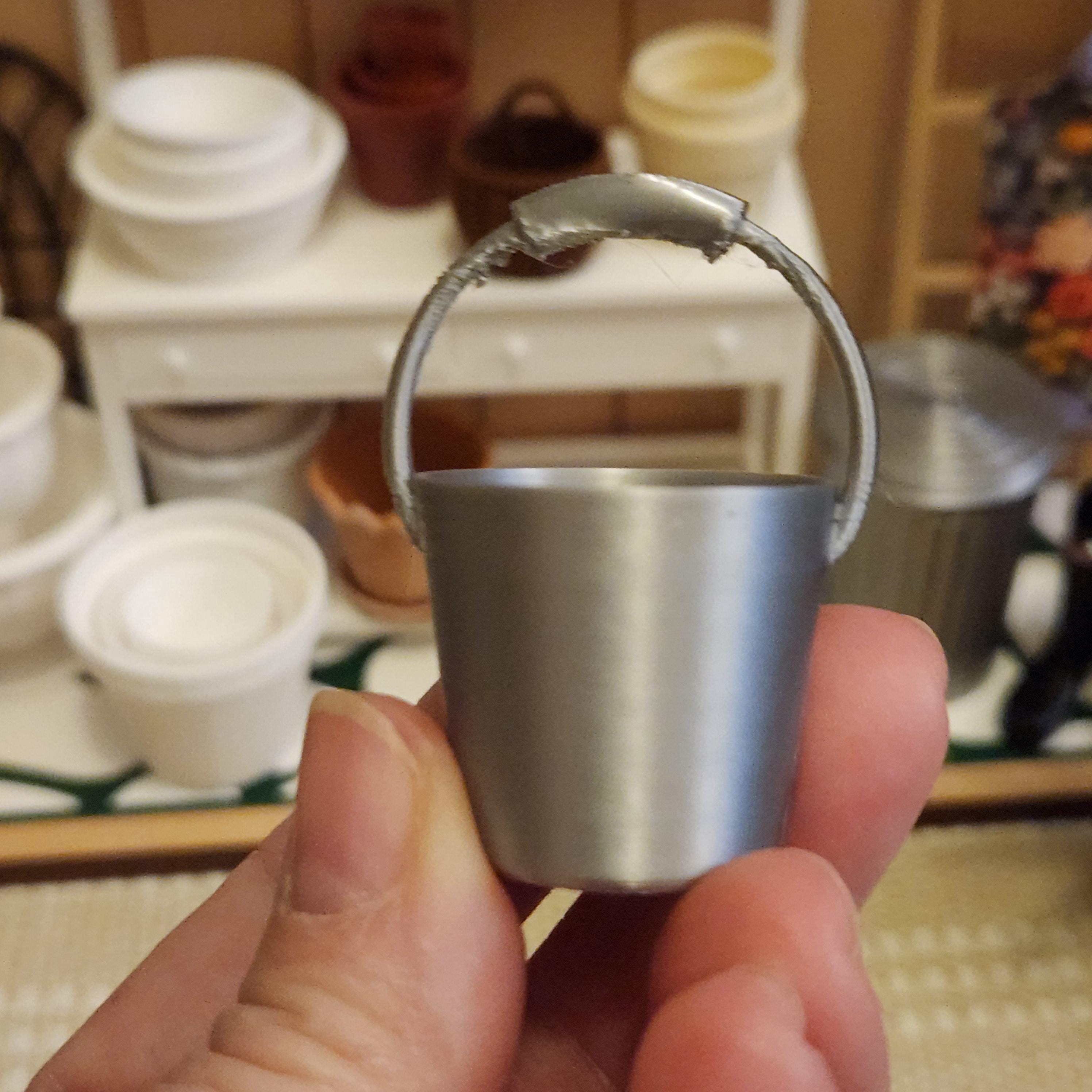 1:12 Scale Miniature Galvanized Spring Flower Pail