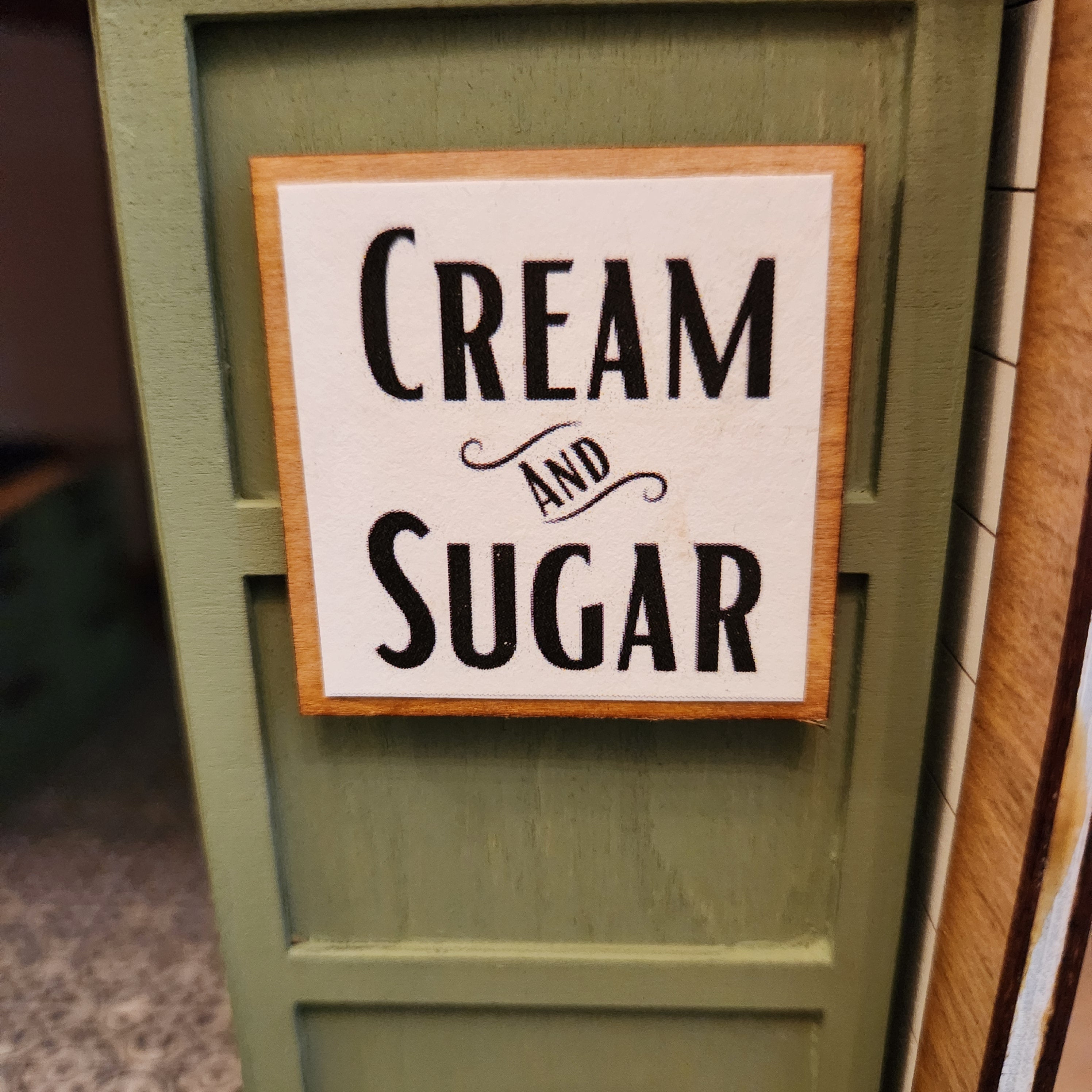 Dollhouse Miniatures Cream and Sugar Sign, Farmhouse Decor, 1:12 Scale