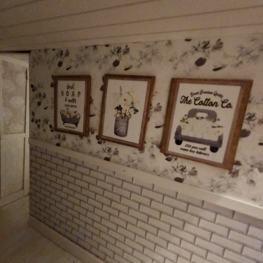 1:12 Scale Miniature Bathroom Sign Set – Trio of Farmhouse Wall Decor