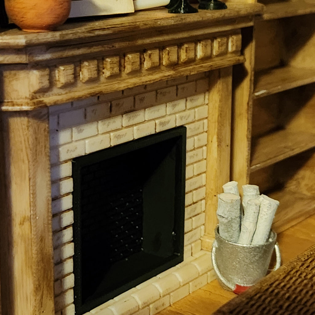 Miniature Modern Fireplace | 1:12 Scale Dollhouse Mantel Kit