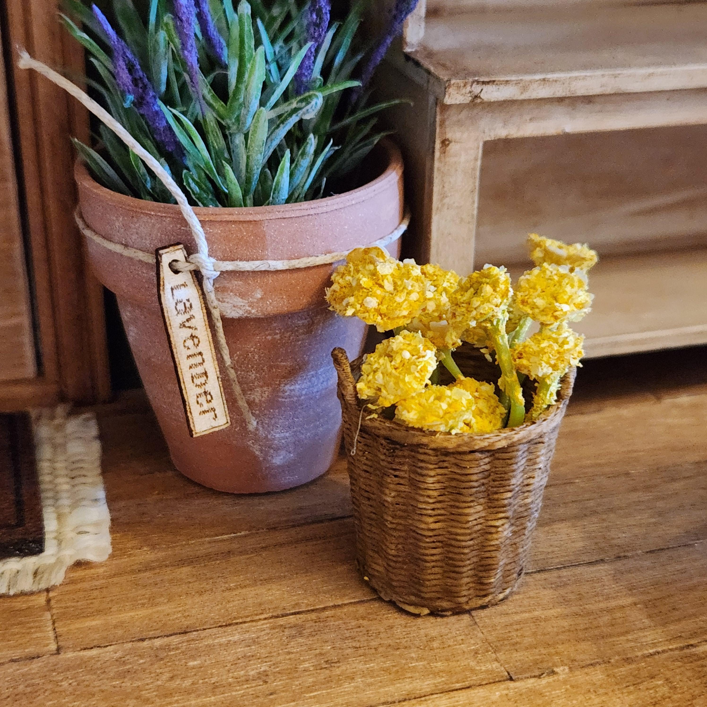 Dollhouse Miniature Potted Flowers | Basket of Flowers, Spring Accent