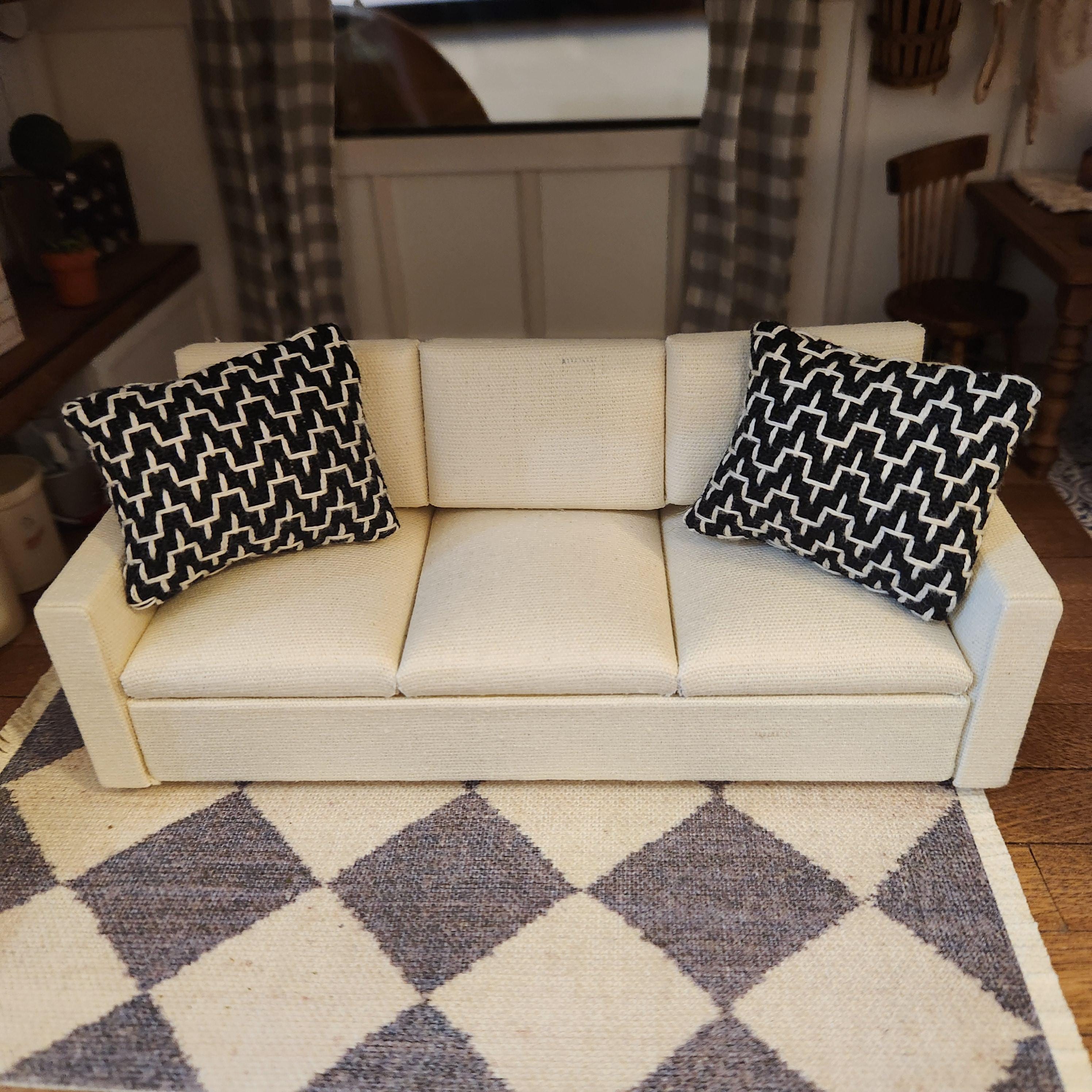 Dollhouse Miniature Black & White Pillow, 1:12 Scale, Decor Pillow