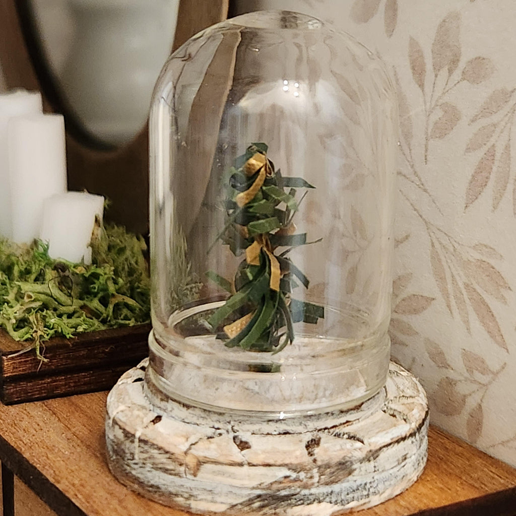 1:12 Scale Miniature Christmas Tree Cloche – Vintage Holiday Display