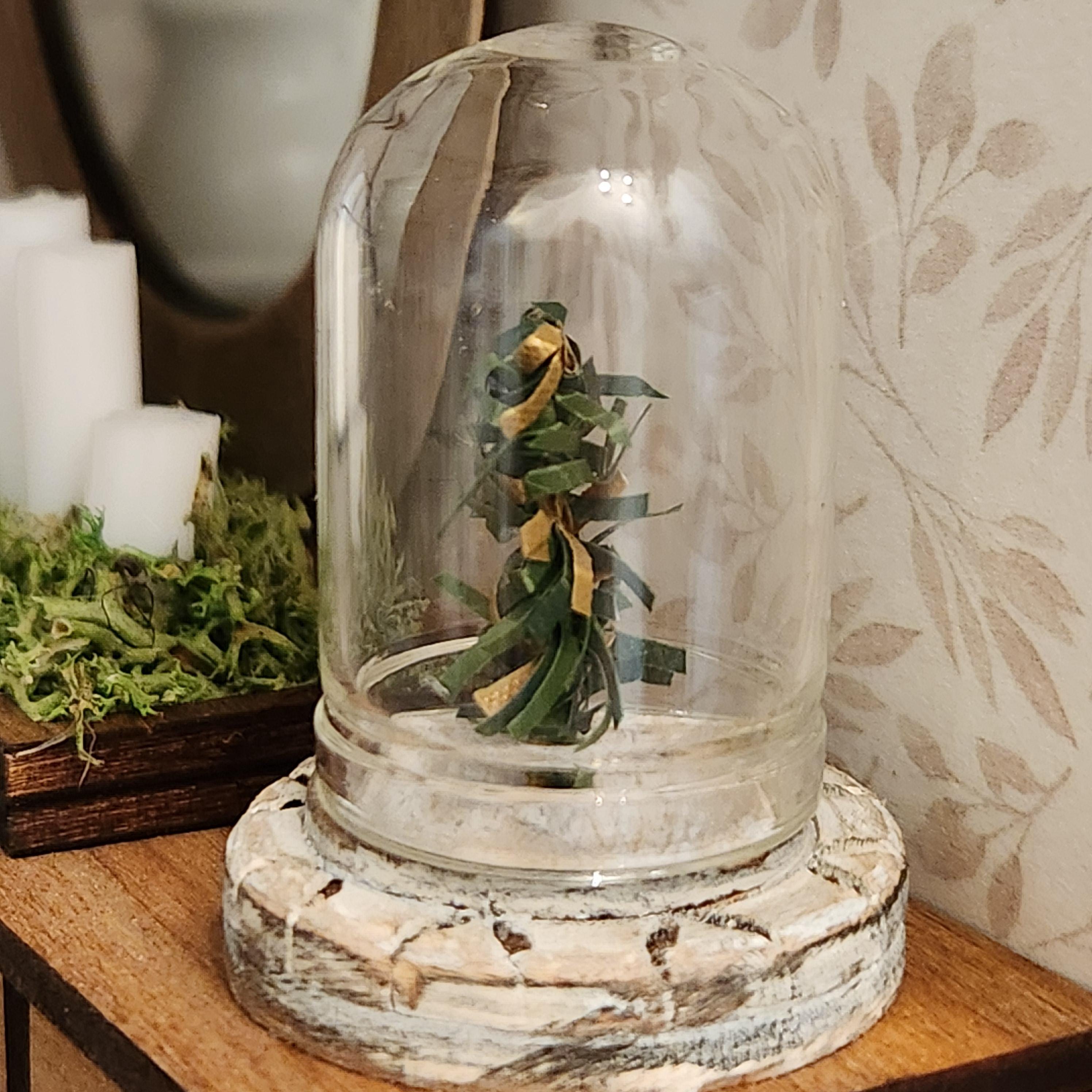 1:12 Scale Miniature Christmas Tree Cloche – Vintage Holiday Display