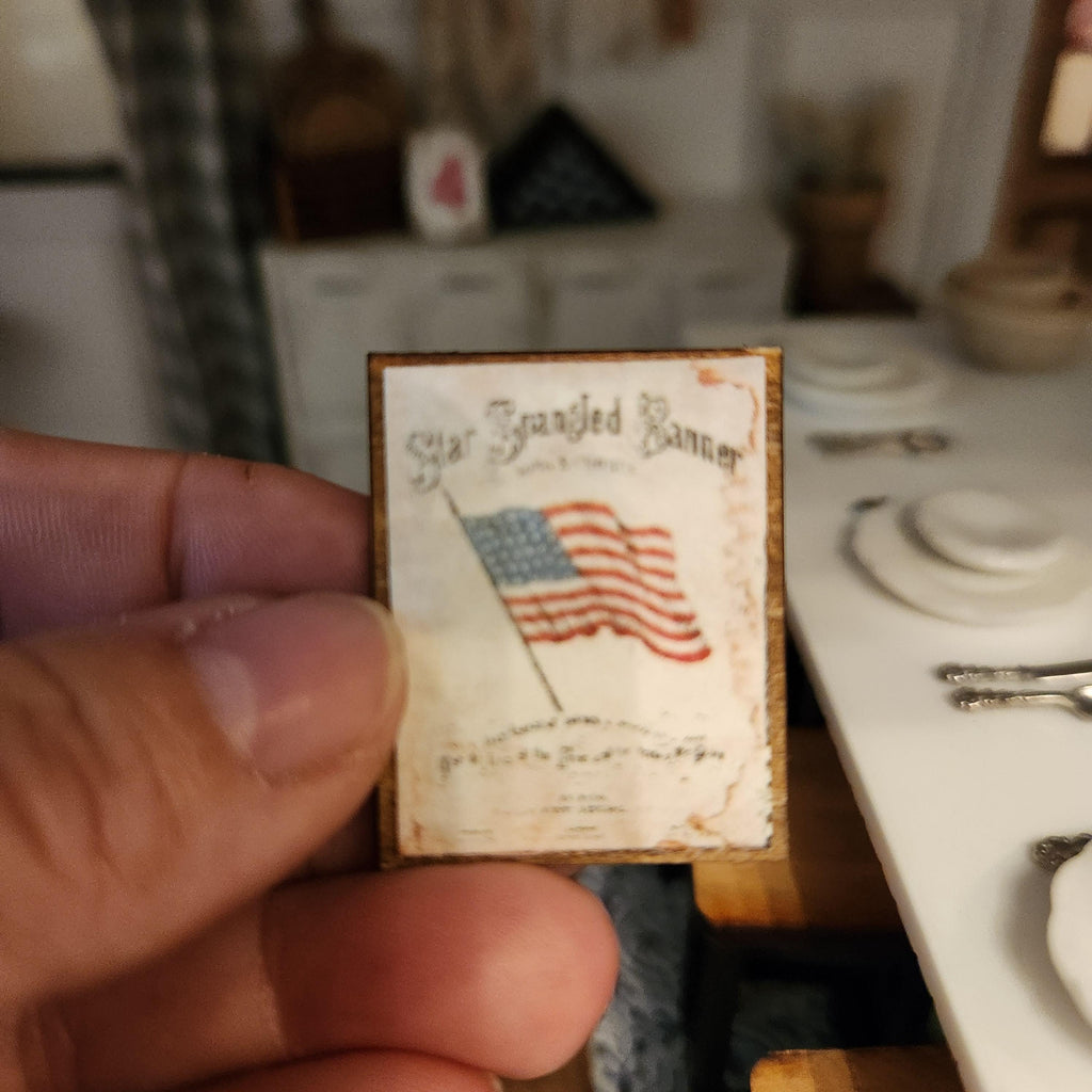 Dollhouse Miniatures sign, STAR SPANGLED BANNER, home decor, miniature sign, dollhouse accents, 1:12 scale, kitchen decor