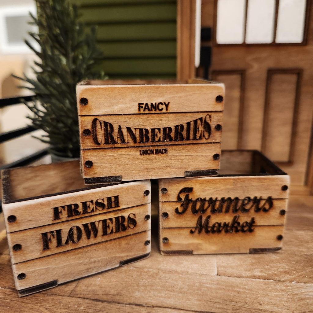 1:12 Scale Miniature Rustic Crate – Farmhouse Storage & Porch Decor