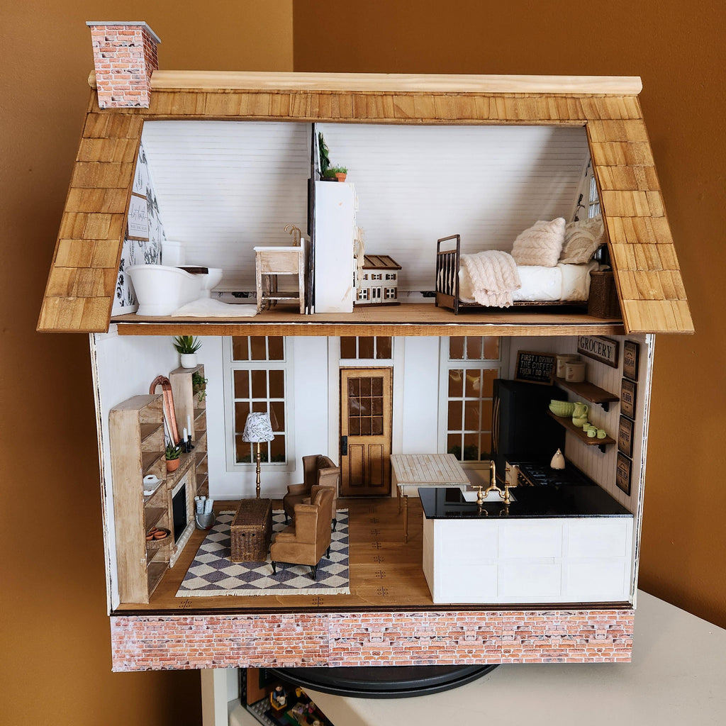 Fully Furnished 1:12 Custom Luxury Miniature Dollhouse Home