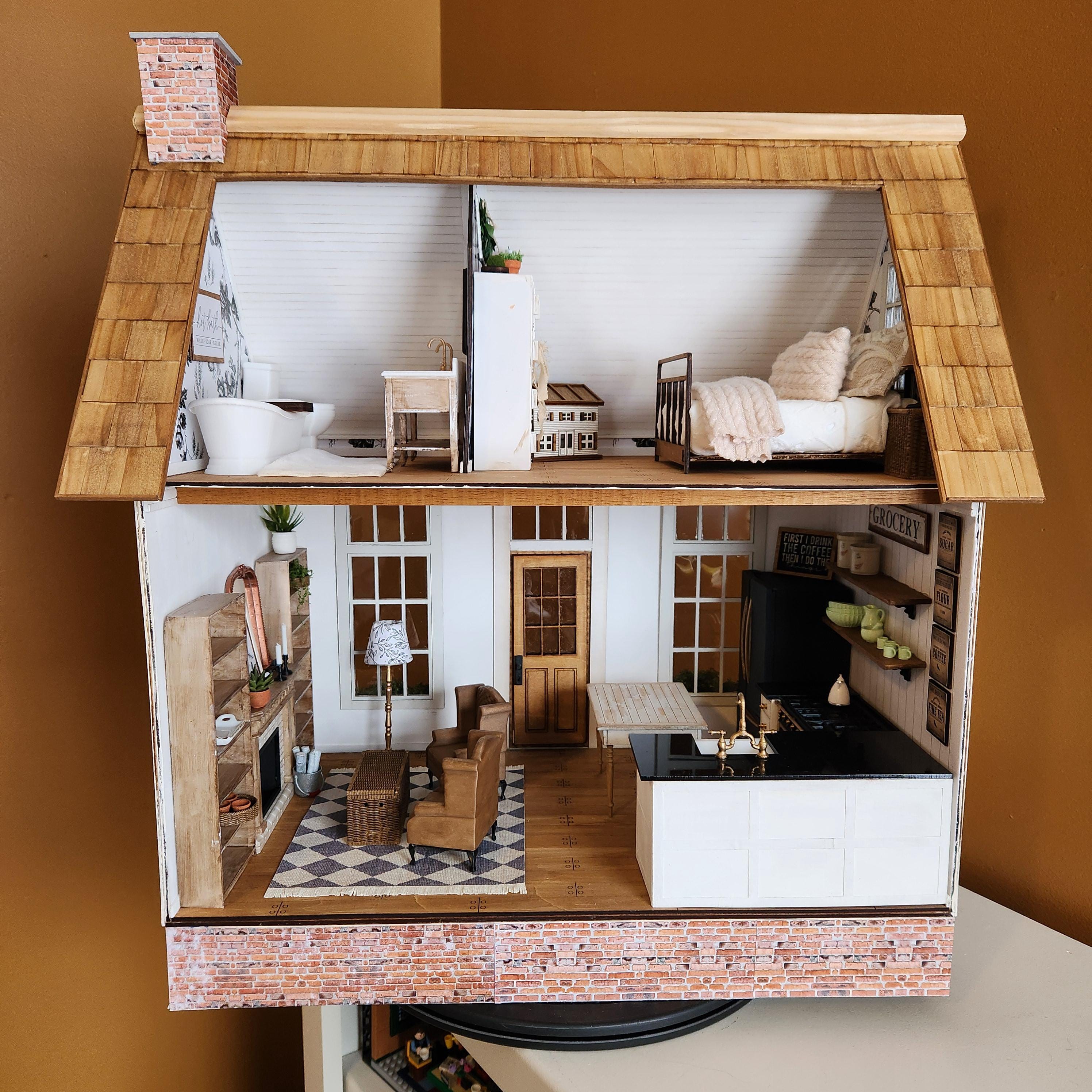 Fully Furnished 1:12 Custom Luxury Miniature Dollhouse Home