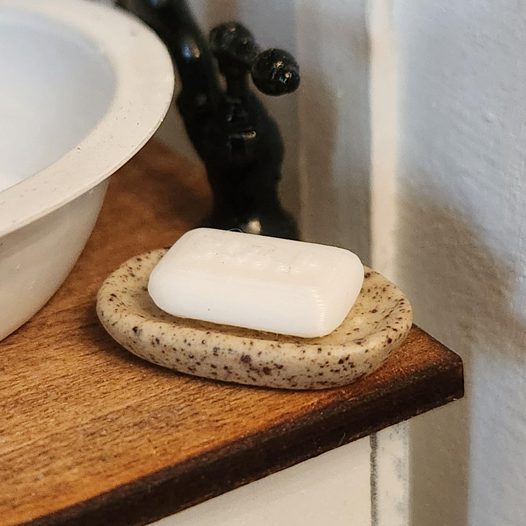 1:12 Scale Miniature Soap Dish & Bar – Modern Bathroom Accessories