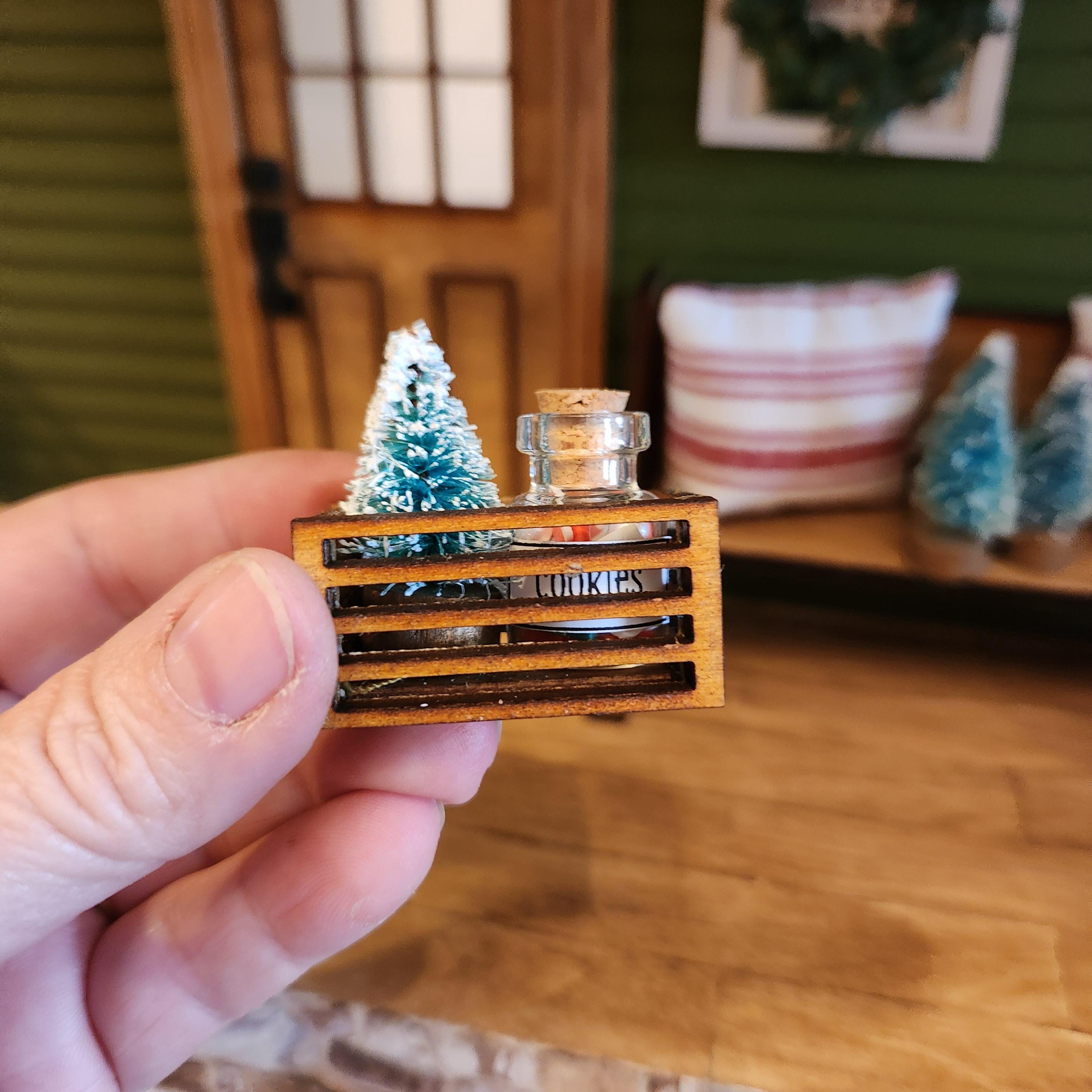 1:12 Scale Miniature Christmas Crate – Holiday "Baking Day" Vignette