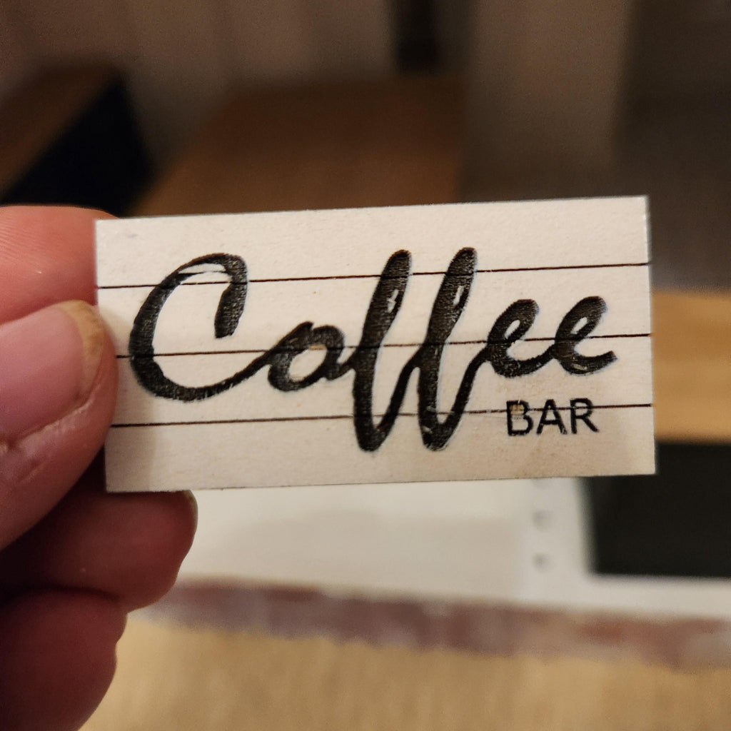 1:12 Scale Miniature Engraved "COFFEE BAR" Sign – Artisan Kitchen Decor