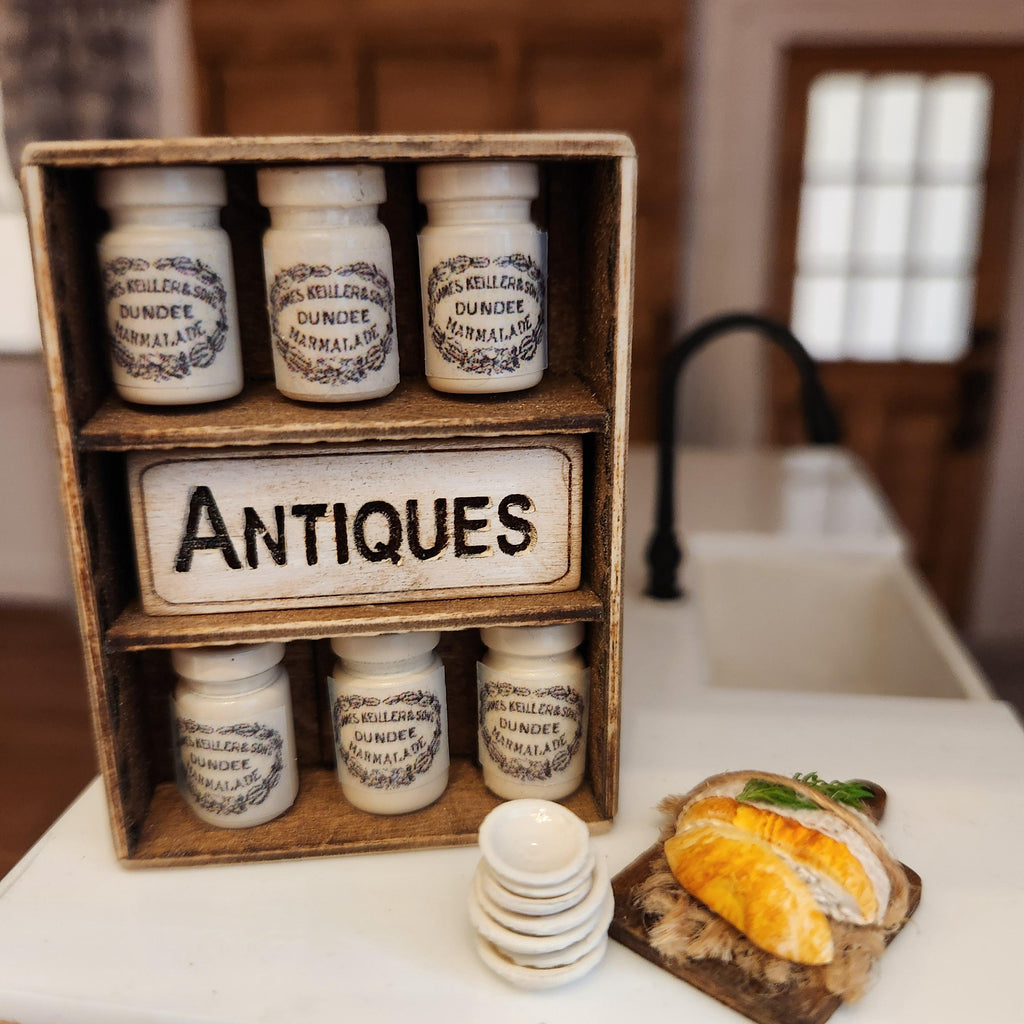 1:12 Scale Miniature Vintage Display Shelf – Shiplap Farmhouse Cubby