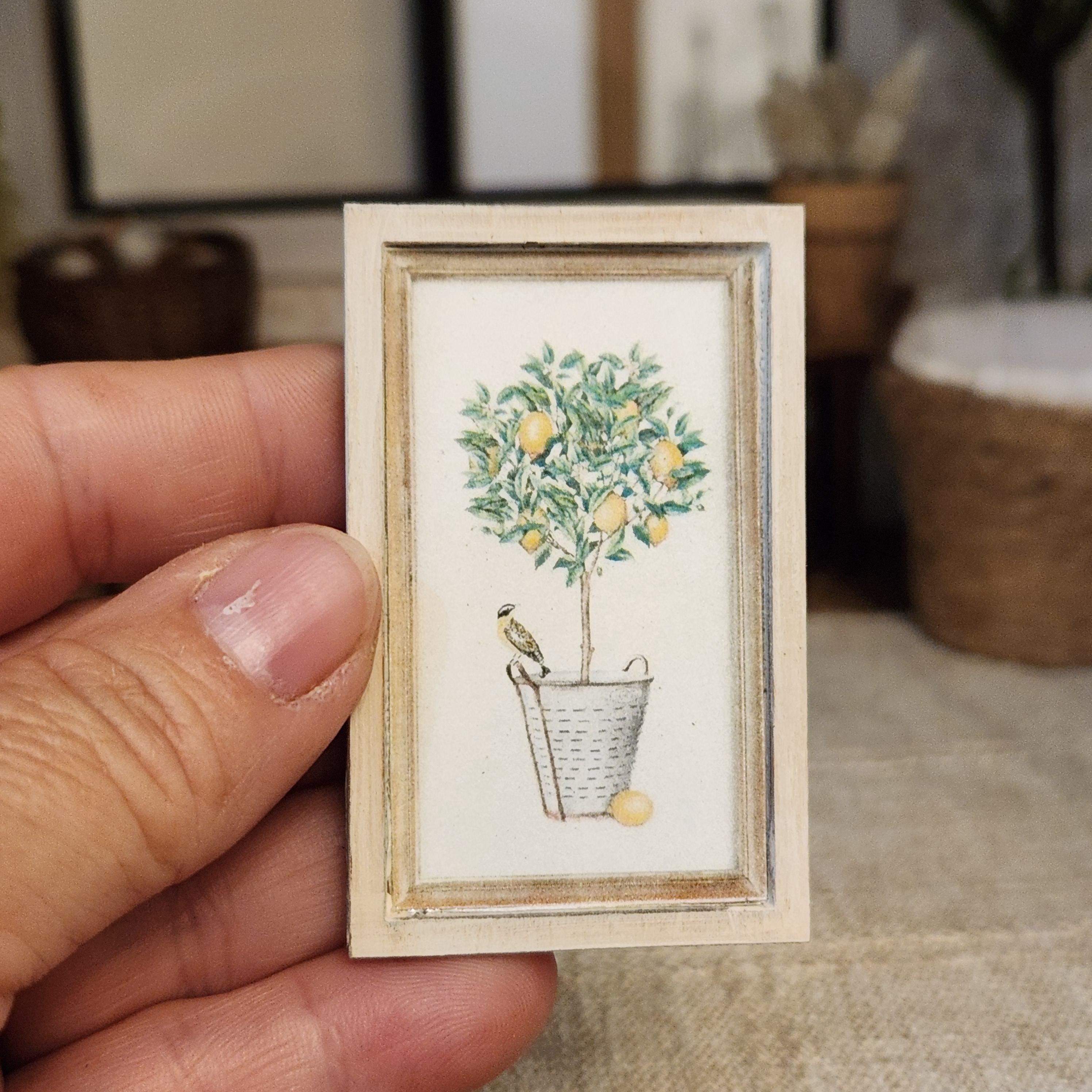 1:12 Scale Miniature Lemon Topiary Wood Sign – Farmhouse Spring Wall Decor
