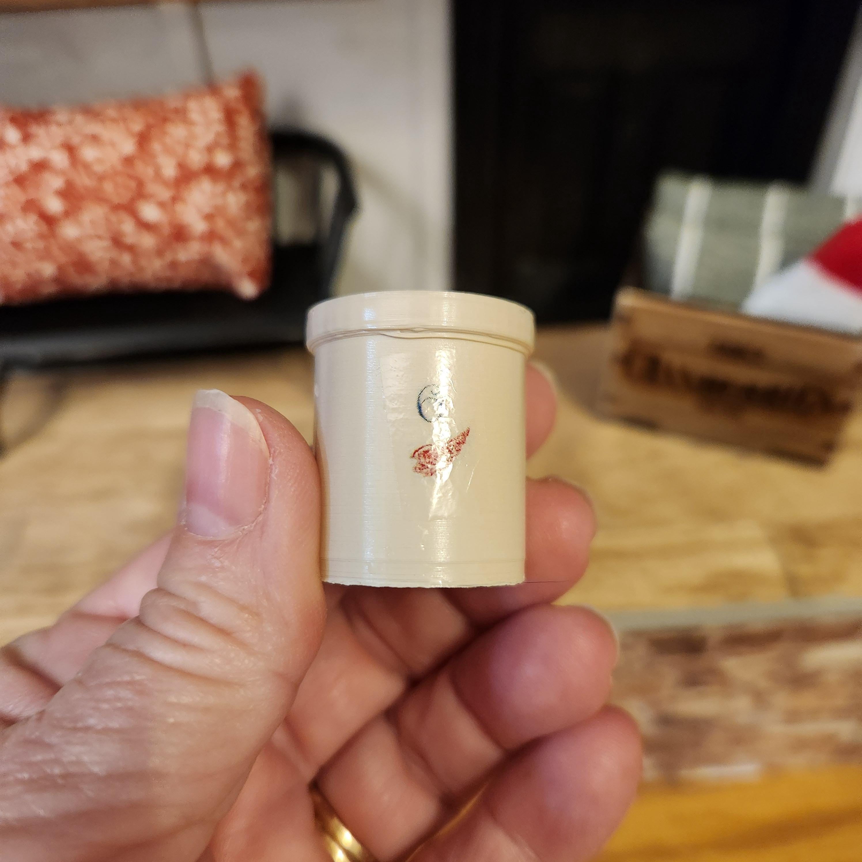 1:12 Scale Miniature Red Wing Crock – Vintage Tan Stoneware Accent