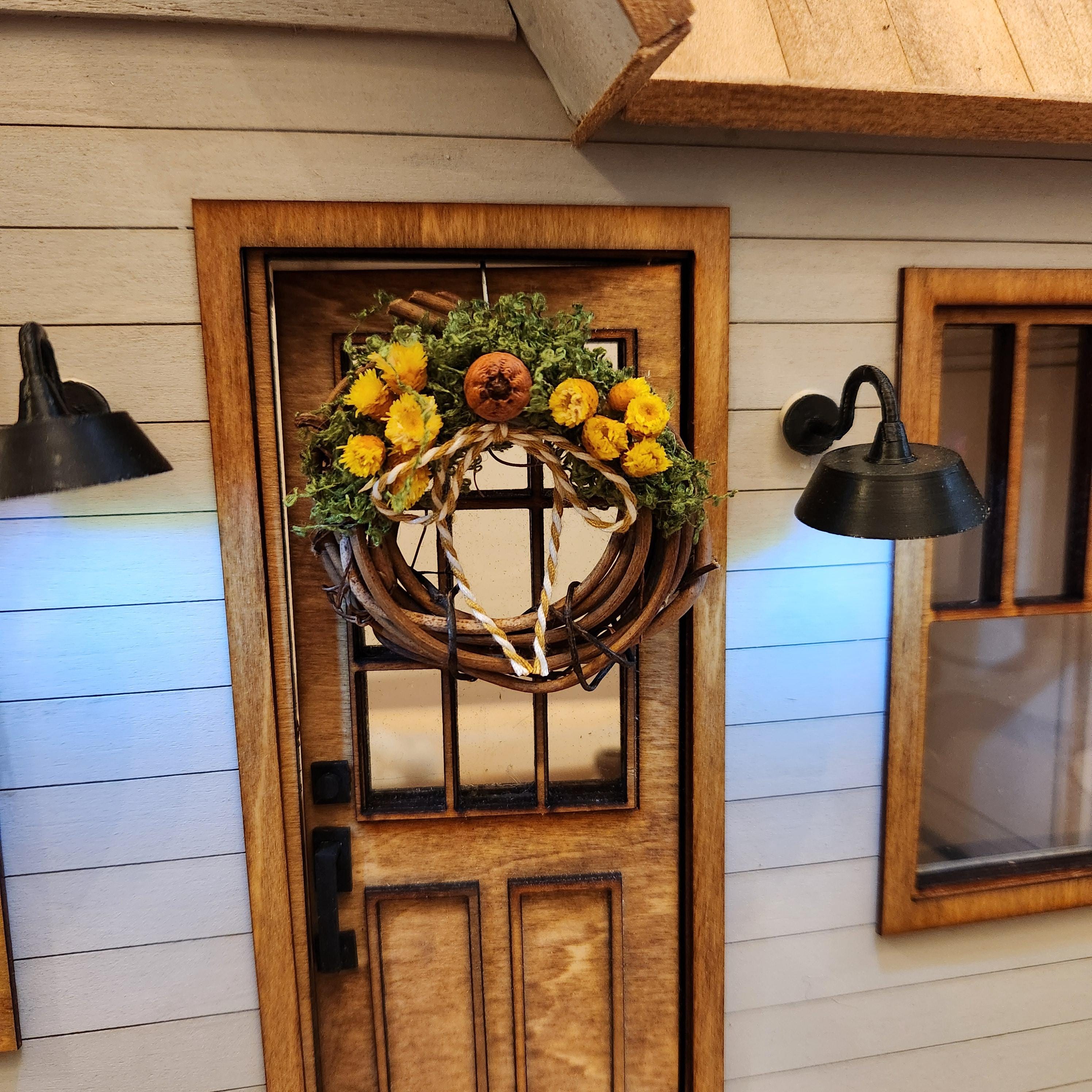 1:12 Scale Miniature Fall Wreath – Handmade Autumn Porch Decor