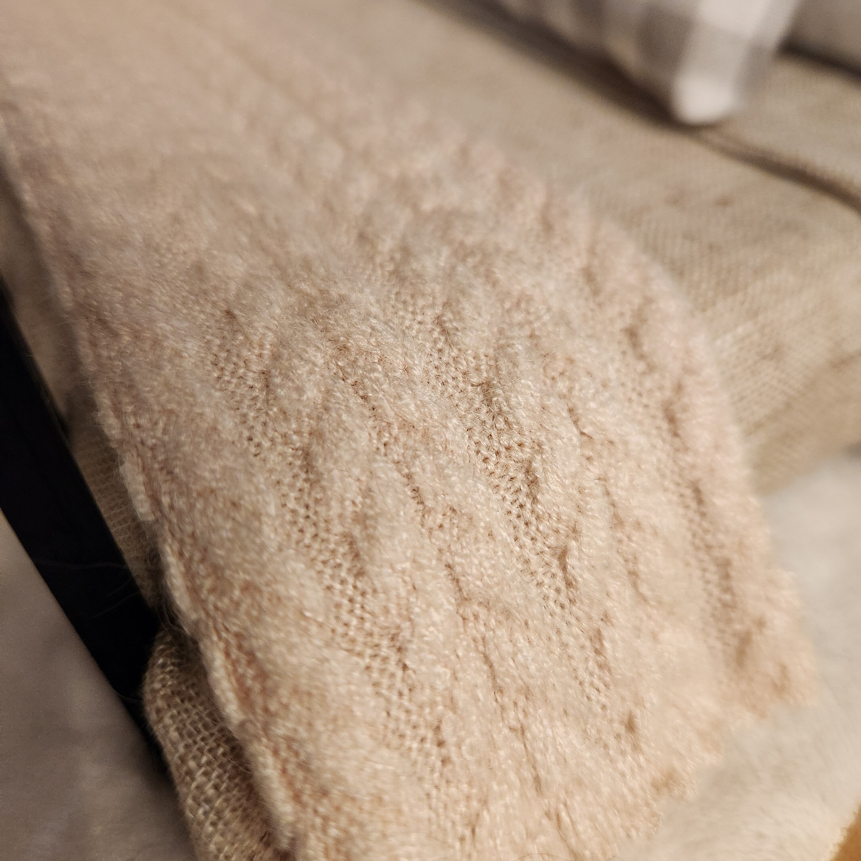 1:12 Scale Miniature Textured Throw Blanket – Warm Tan Farmhouse Afghan