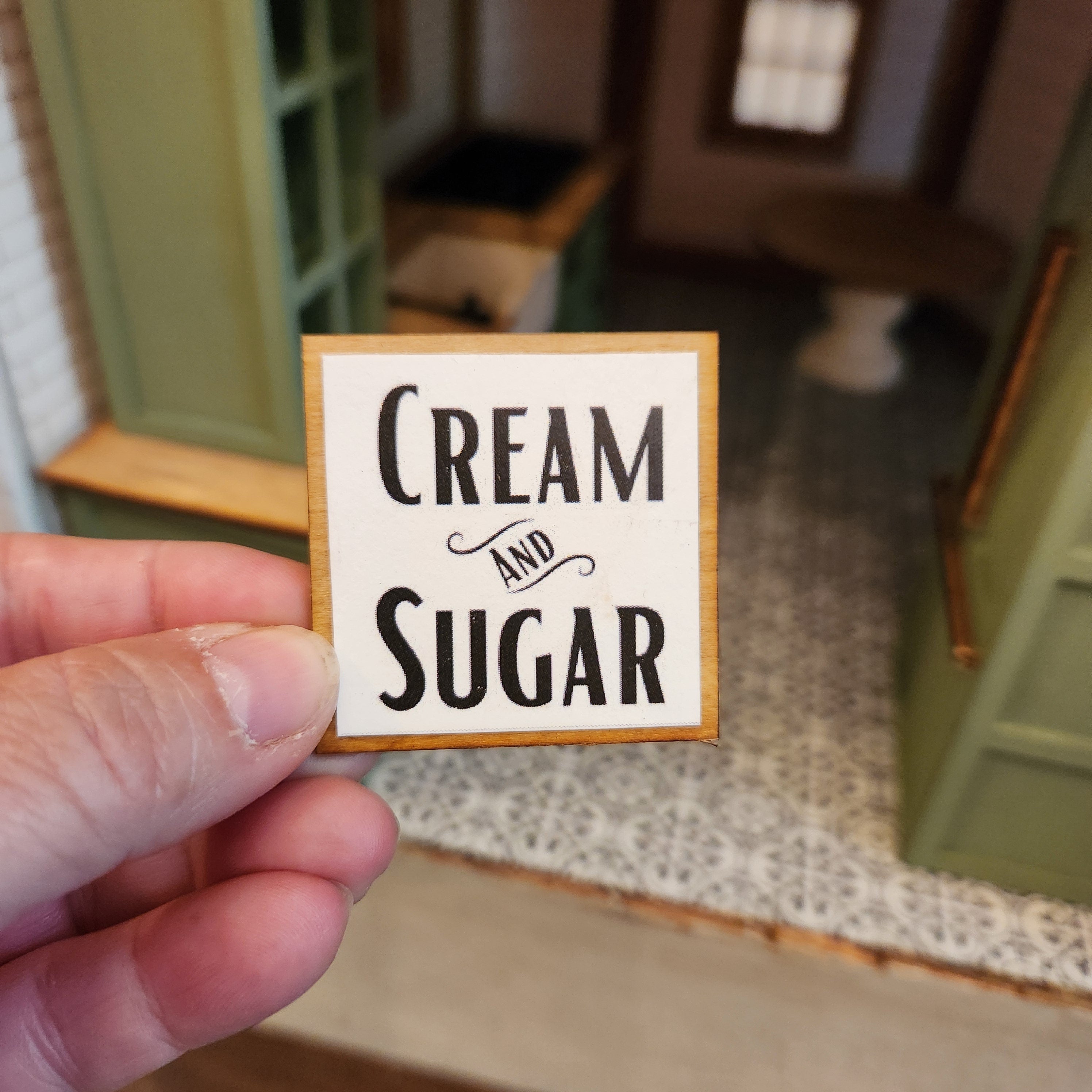 Dollhouse Miniatures Cream and Sugar Sign, Farmhouse Decor, 1:12 Scale