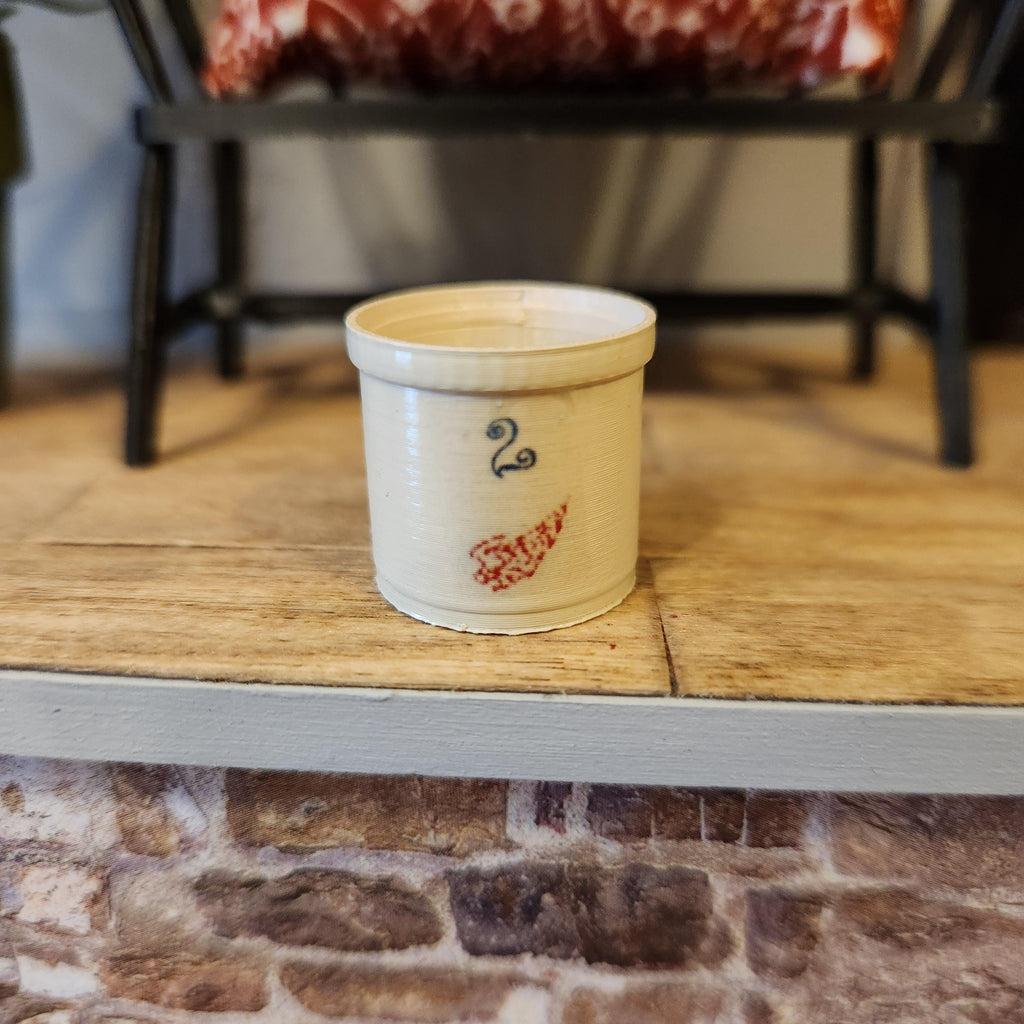 1:12 Scale Miniature Red Wing Crock – Vintage Tan Stoneware Accent