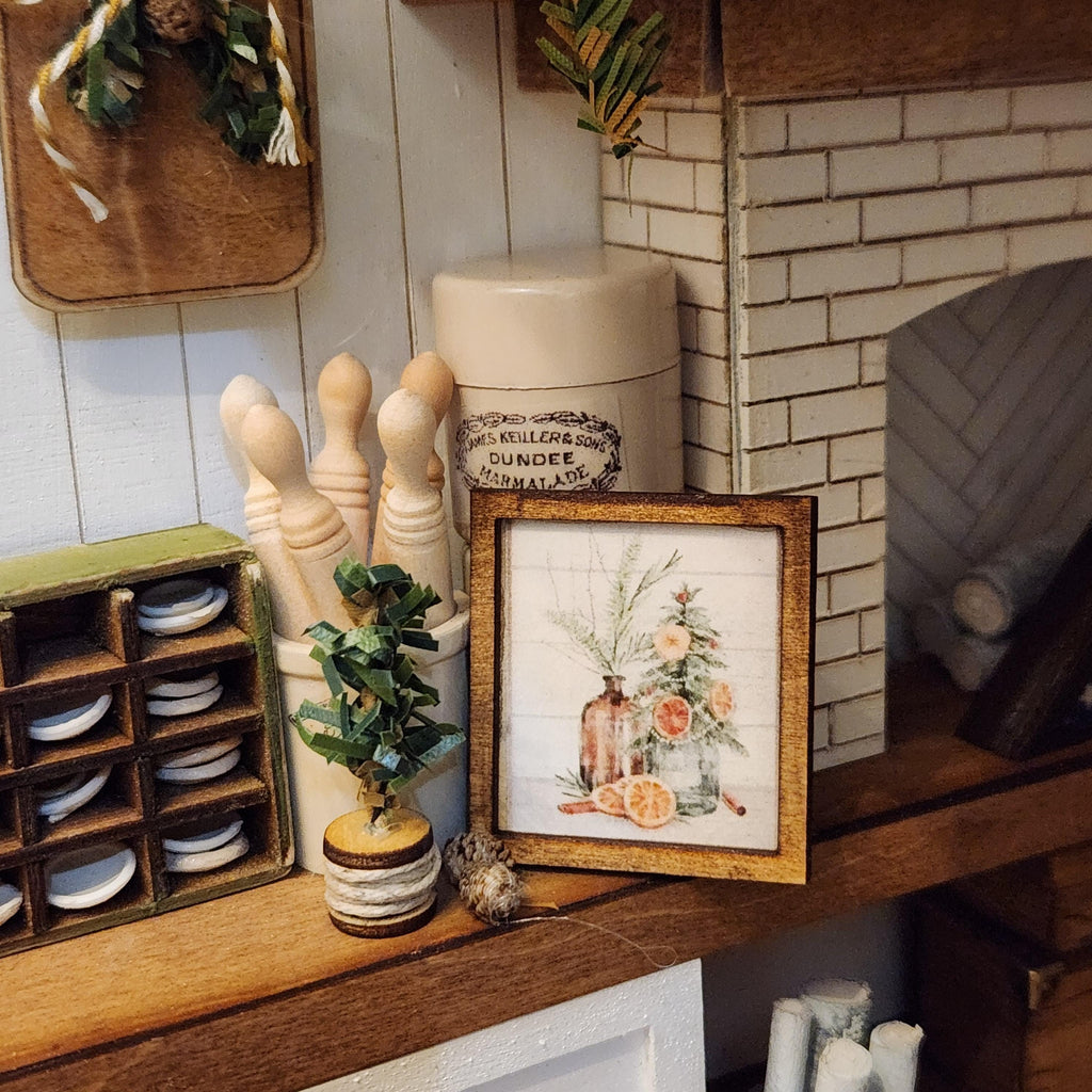 1:12 Scale Miniature "Orange & Evergreen" Primitive Sign – Holiday Art
