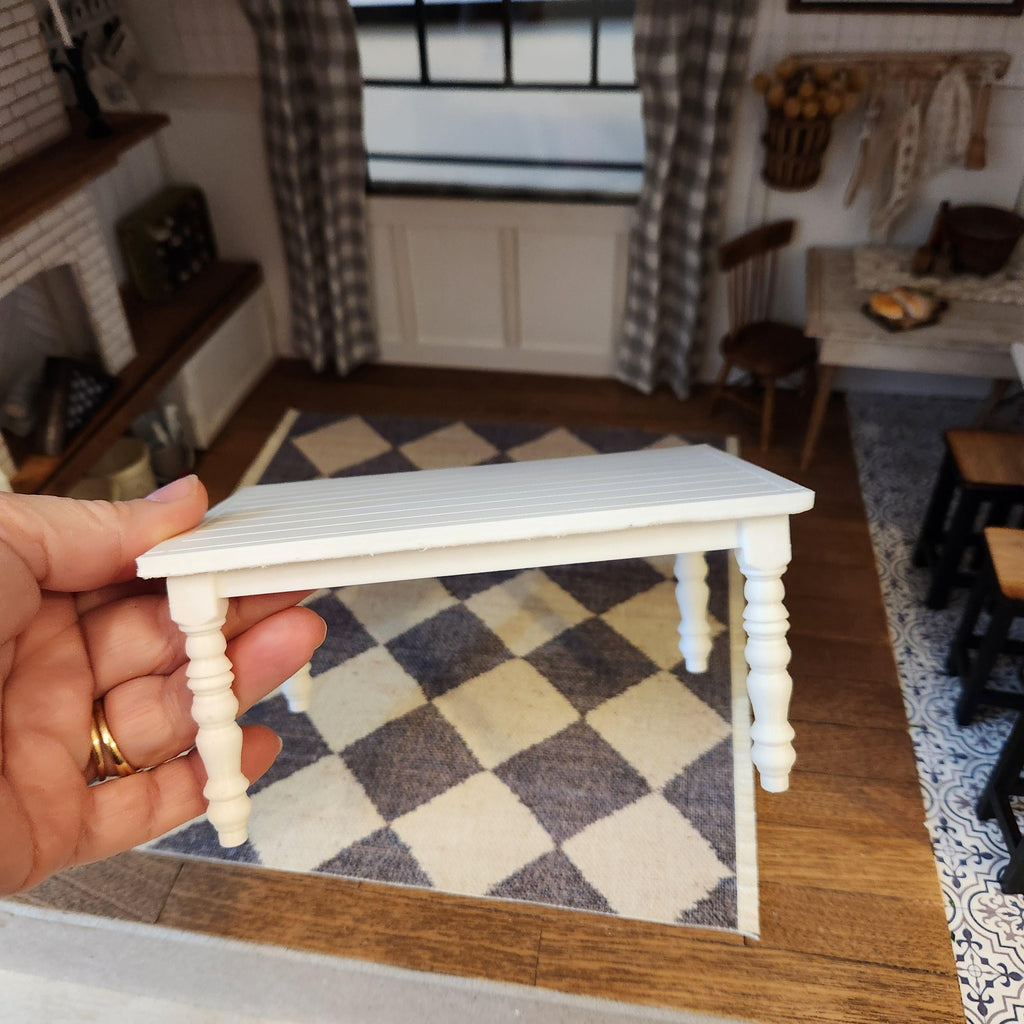 1:12 Scale Miniature Farmhouse Table – Spindle Leg Dining Decor