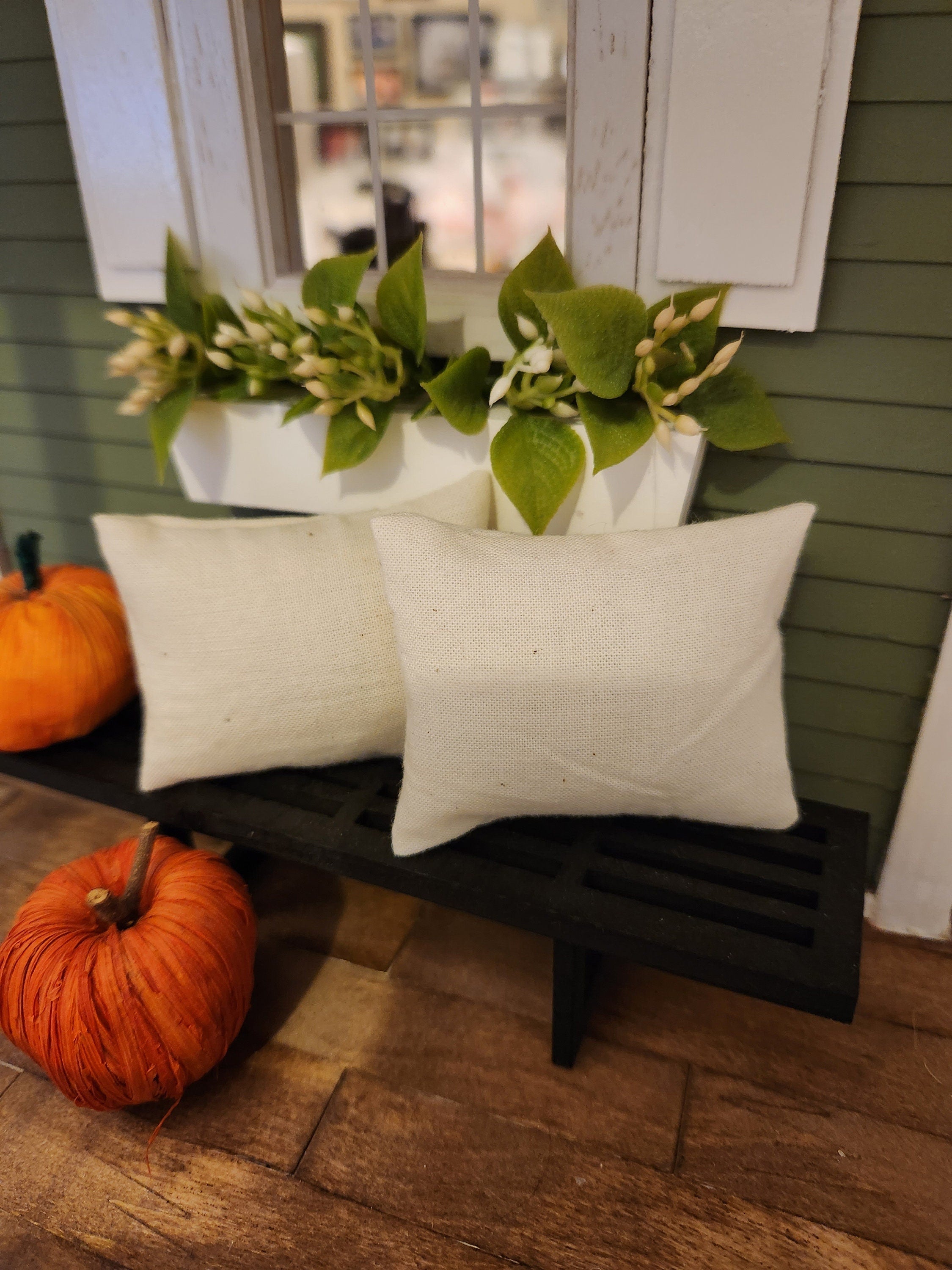 Dollhouse Miniature Throw Pillow, Natural Beige, 1:12 Scale