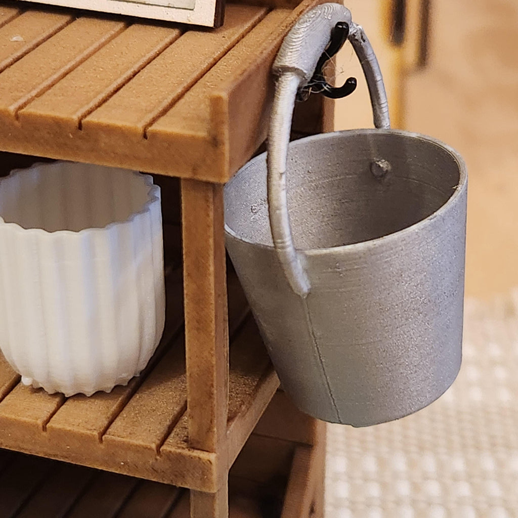 Miniature Potting Bench 1:12 Scale Vignette | Spring Garden Decor