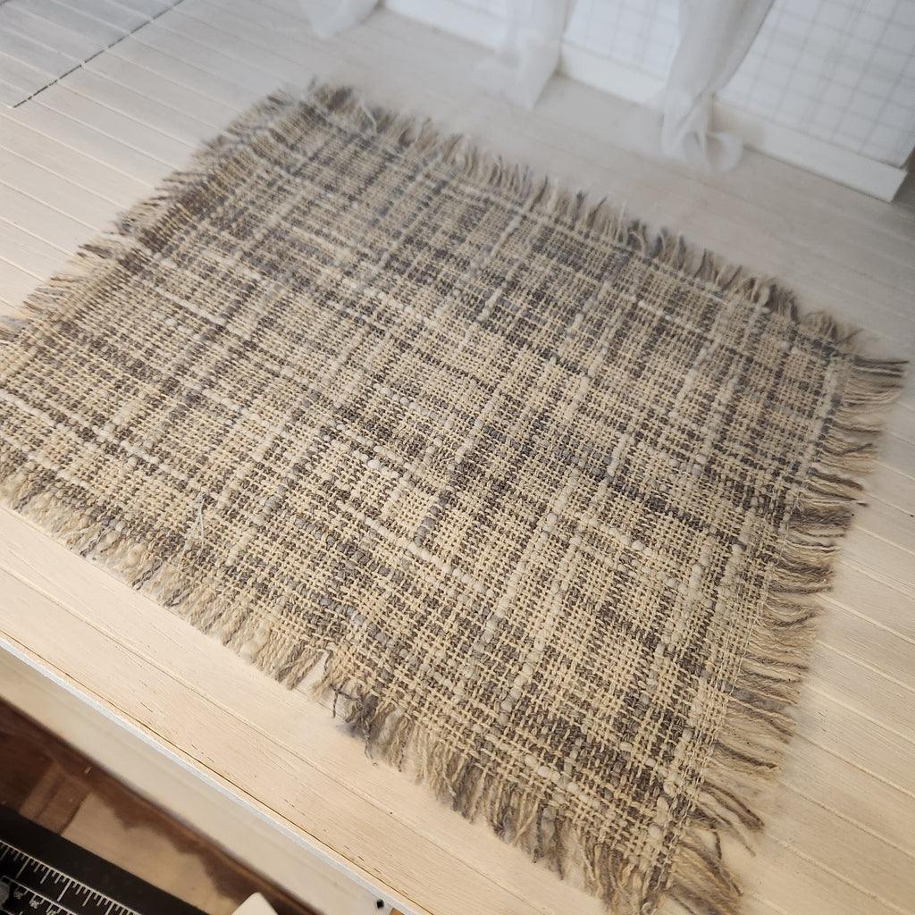 1:12 Scale Miniature Striped Rug – Light Gray & White Farmhouse Decor