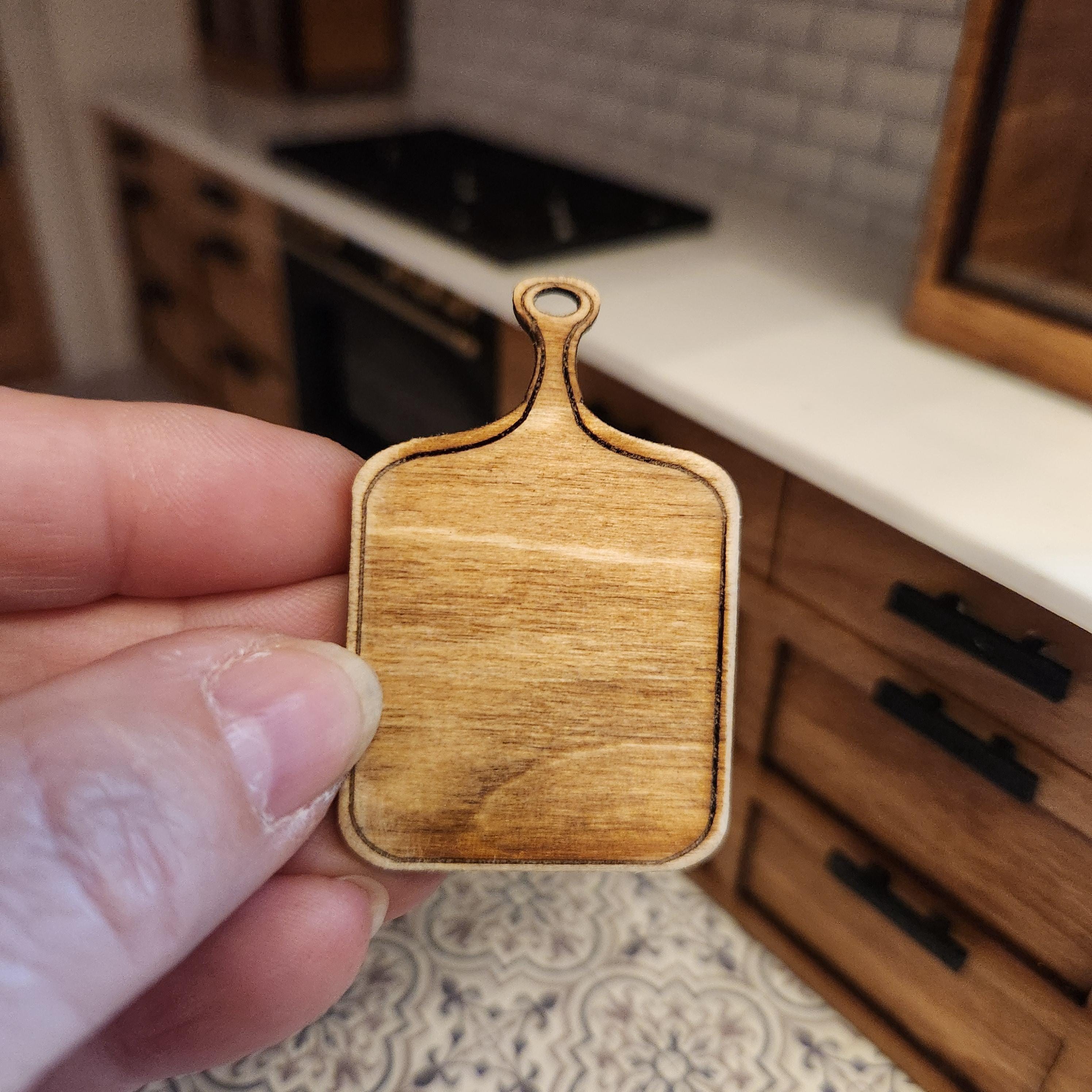 1:12 Scale Miniature Vintage Cutting Board Set – Trio of Rustic Bread Boards