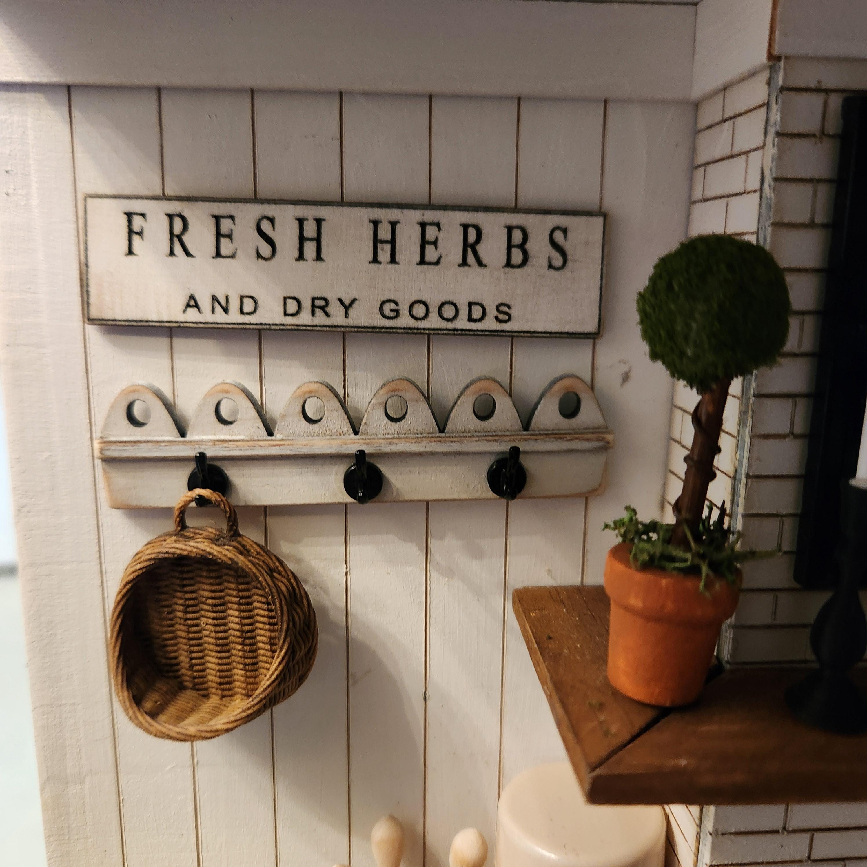 Dollhouse Miniature FRESH HERBS Sign, Farmhouse Decor, 1:12 Scale
