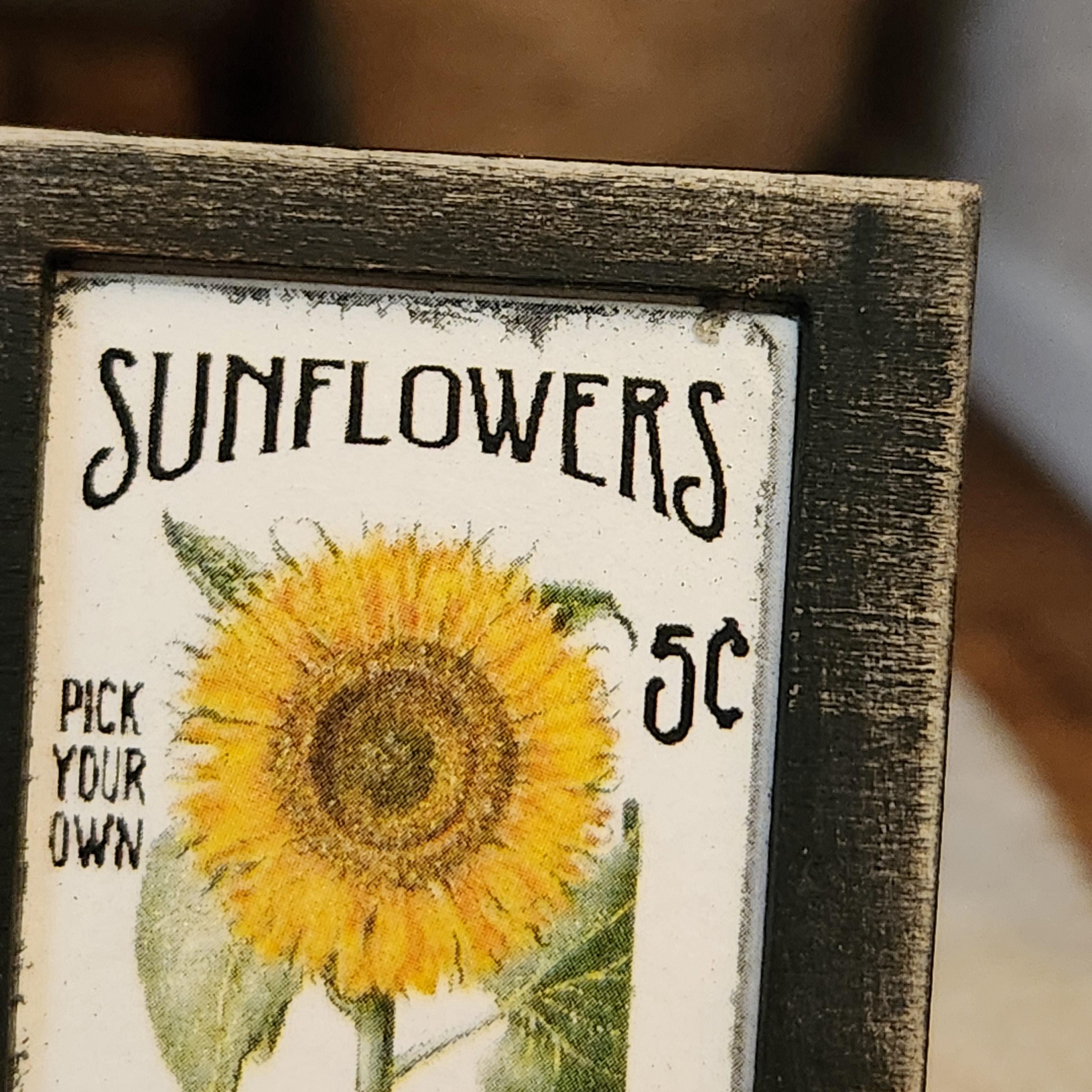 Dollhouse Miniatures Sunflower Sign, 1:12 Scale, Farmhouse Decor