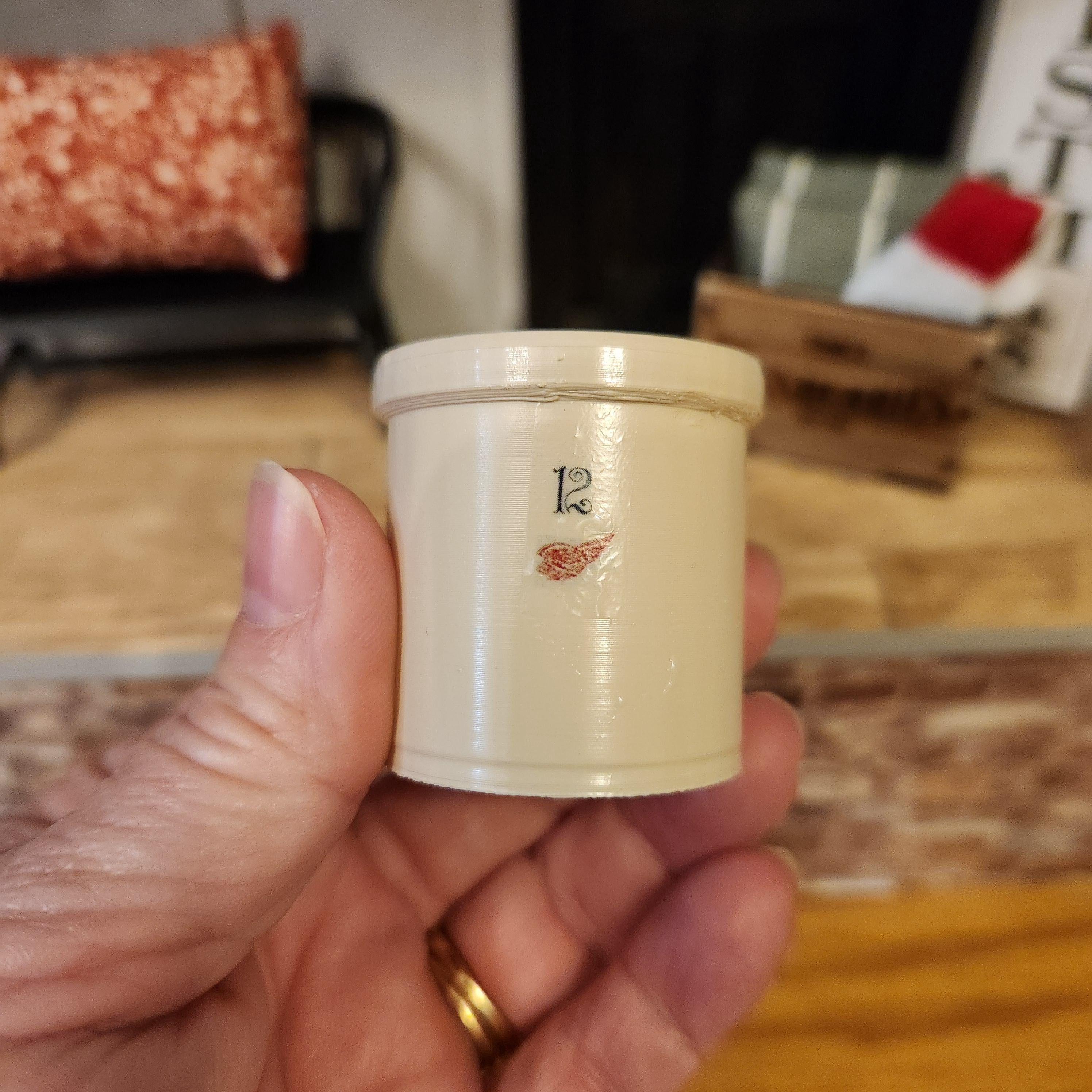 1:12 Scale Miniature Red Wing Crock – Vintage Tan Stoneware Accent