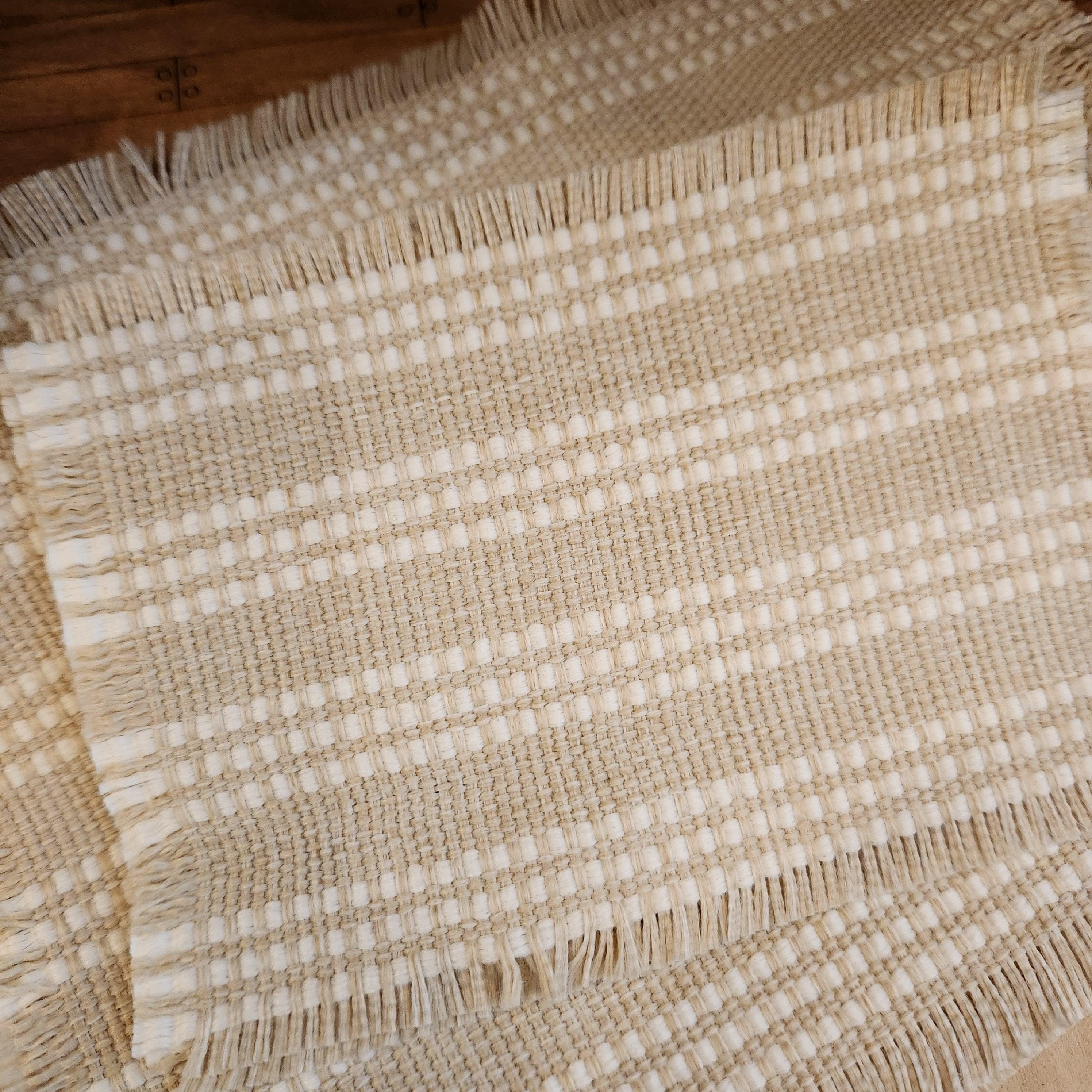 1:12 Scale Miniature Striped Rug – Tan & White Farmhouse Decor