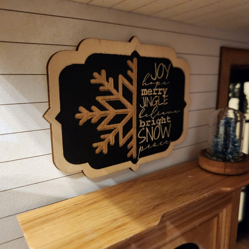 1:12 Scale Miniature Engraved Half Snowflake – Holiday Wall Decor