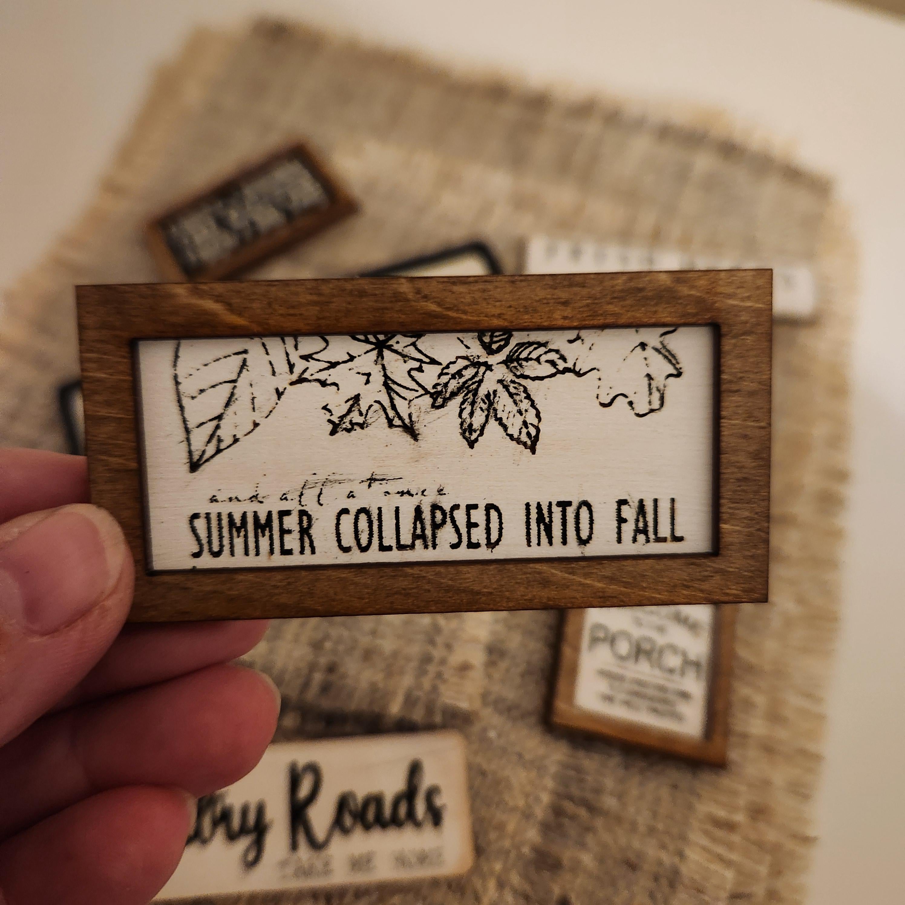 Dollhouse Miniature Fall Sign, 1:12 Scale Farmhouse Decor
